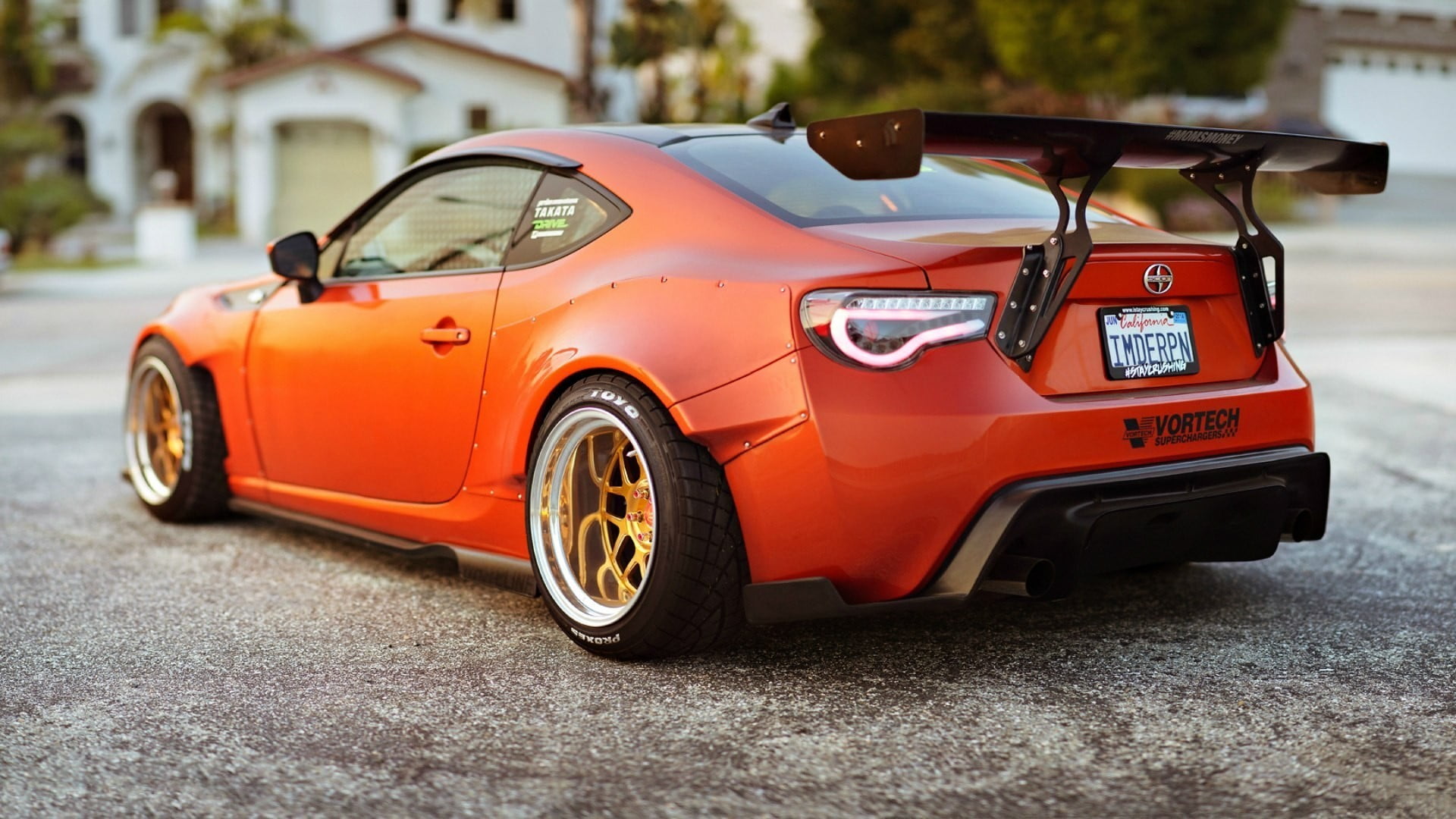 street, day, transportation, taxi, mode of transportation, orange color, car, vintage car, Scion FR-S, land vehicle, city, retro styled, no people, architecture, HD Wallpaper