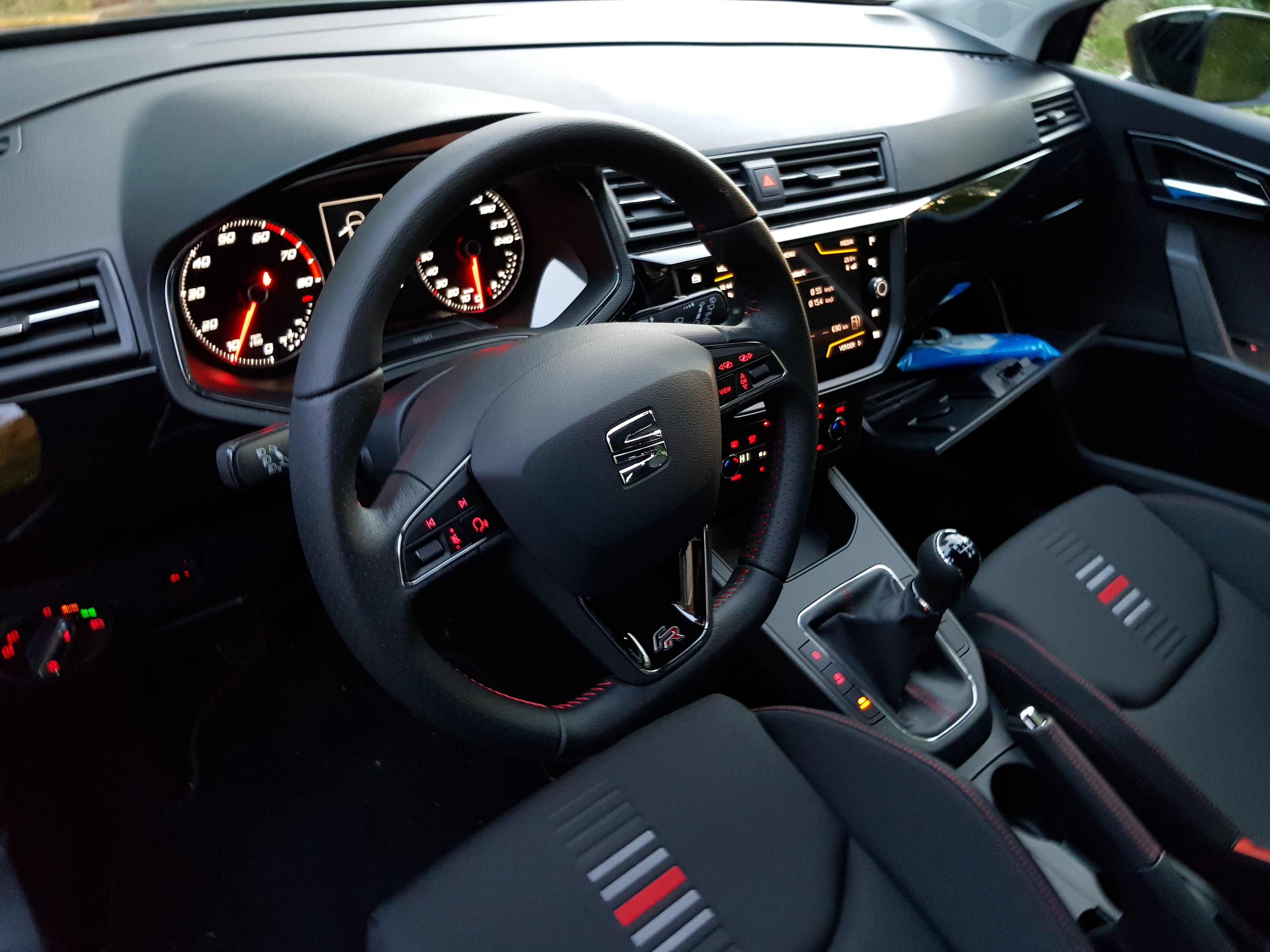 speedometer, seat ibiza fr, black color, car, gearshift, transportation, travel, control, luxury, 4K, speed, land vehicle, windshield, mode of transportation, HD Wallpaper