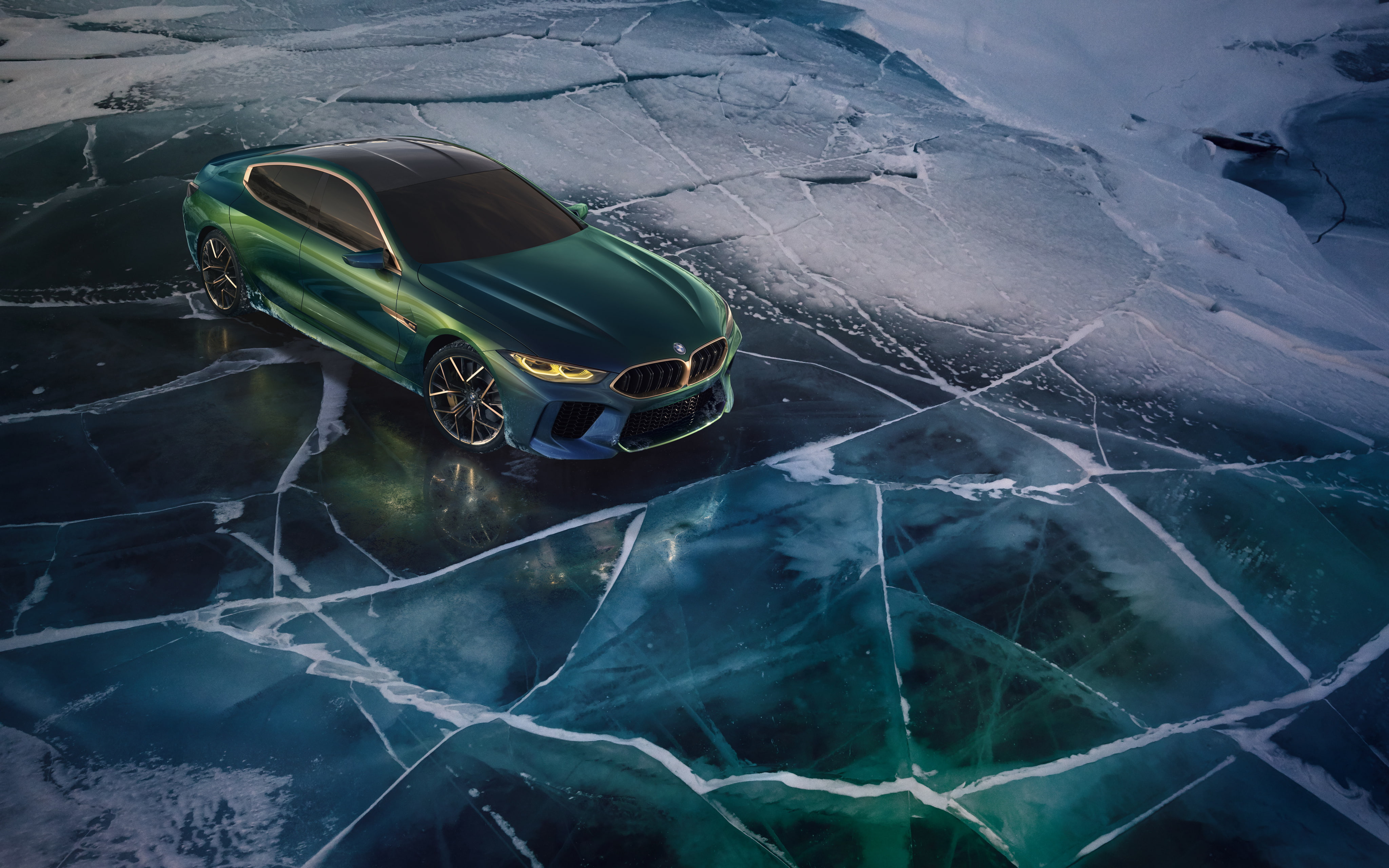 frozen, car, snow, k, Show, bmw, motor vehicle, 4K, Concept, mode of transportation, Gran, Coupe, no people, m, day, Motor, 2018, water, nature, reflection, HD Wallpaper