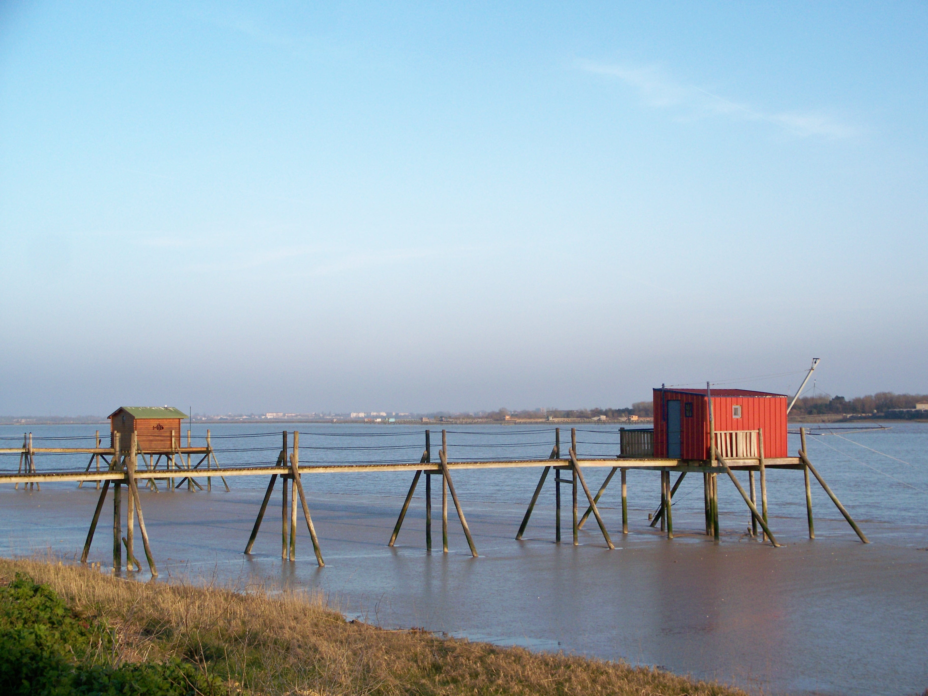 land, beach, tranquil scene, boardwalk, sea, waterfront, tranquility, built structure, horizon over water, water, fishing, shack, man made structure, architecture, HD Wallpaper