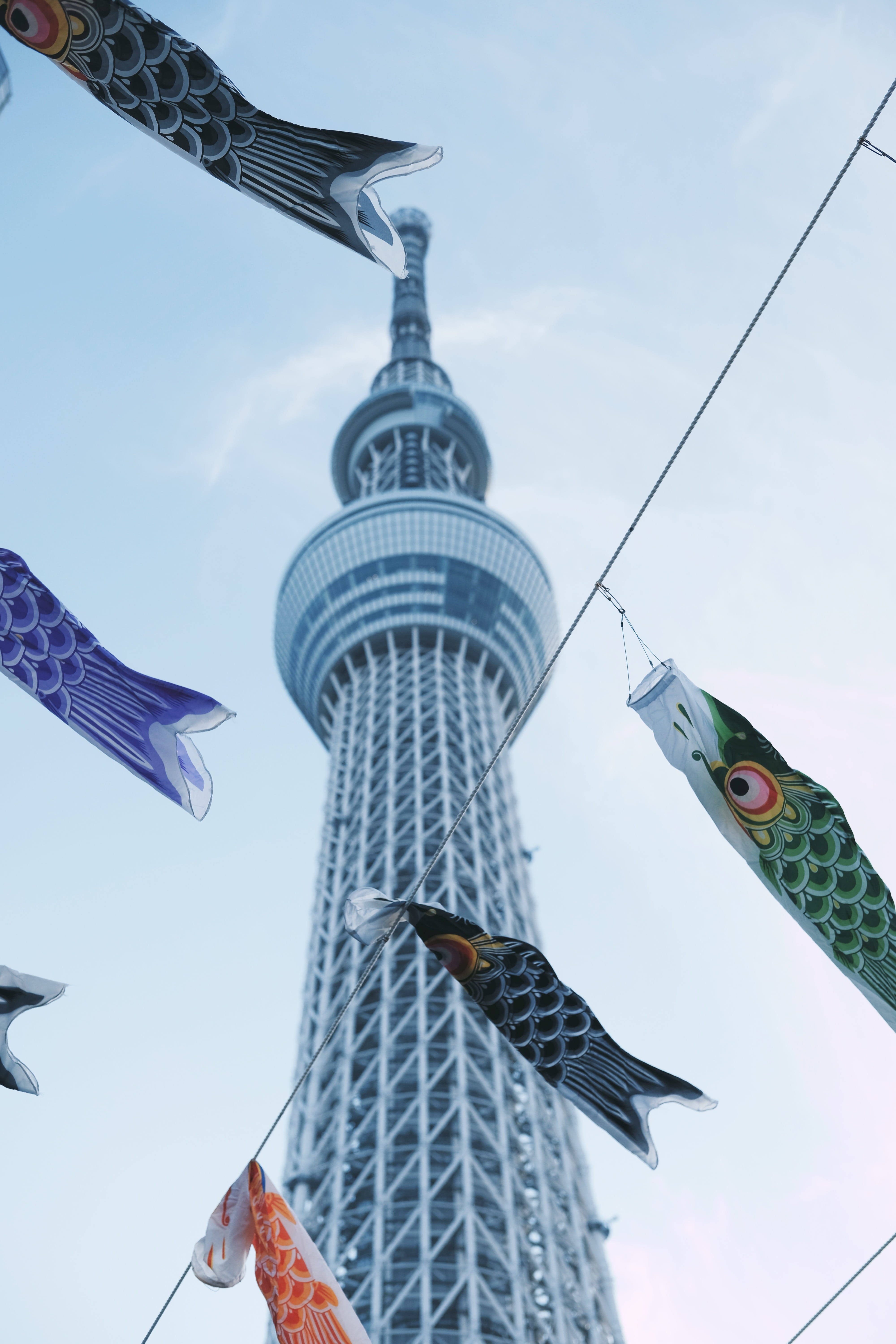 symbol, architecture, carp streamers, tall, nature, building, spirituality, tower, angle, building exterior, city, religion, outdoors, low, tall - high, Phone HD Wallpaper