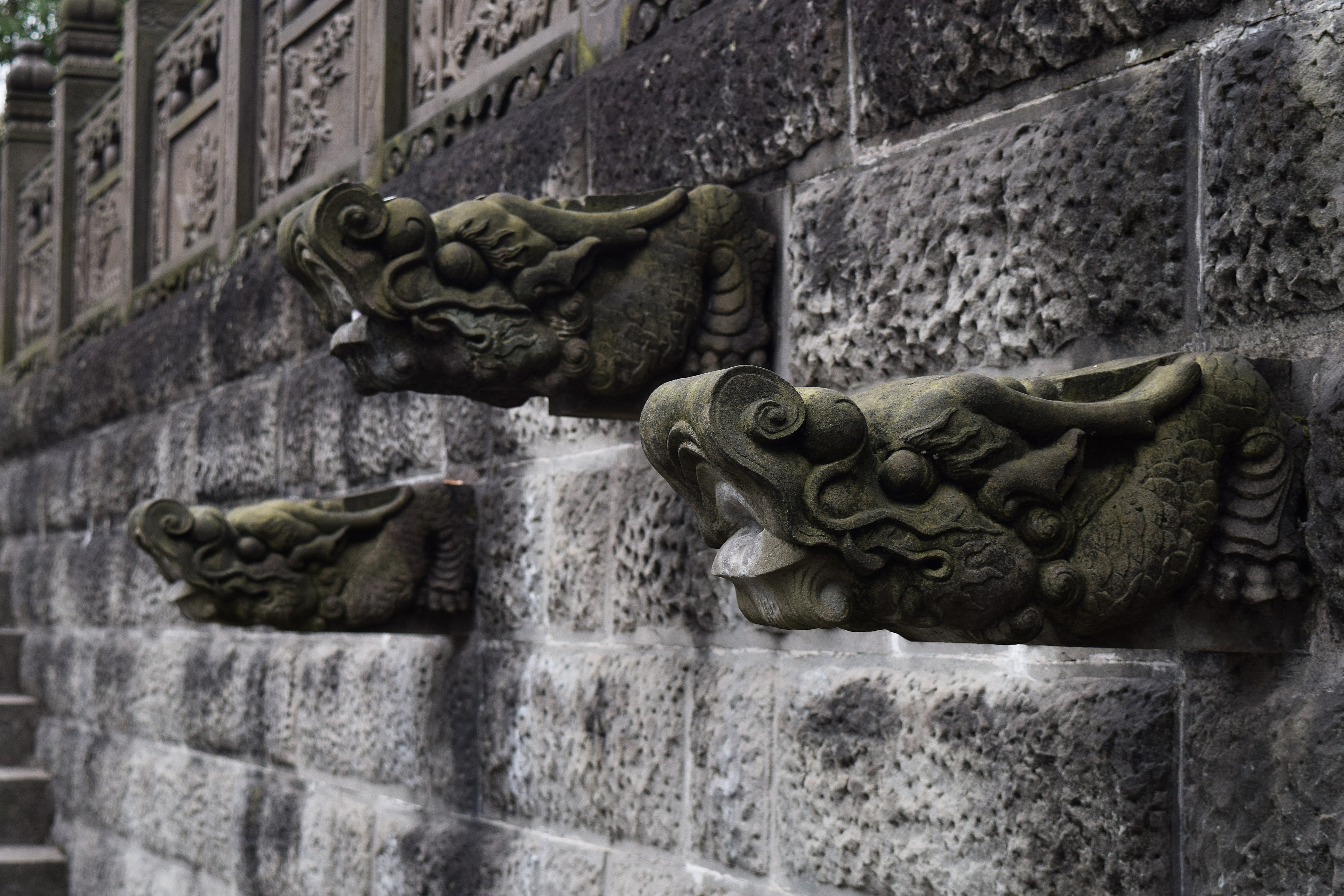 mammal, animal themes, dragon, representation, animal representation, lizard, no people, stone wall, architecture, ornament, 5K, china, art, archaeology, HD Wallpaper