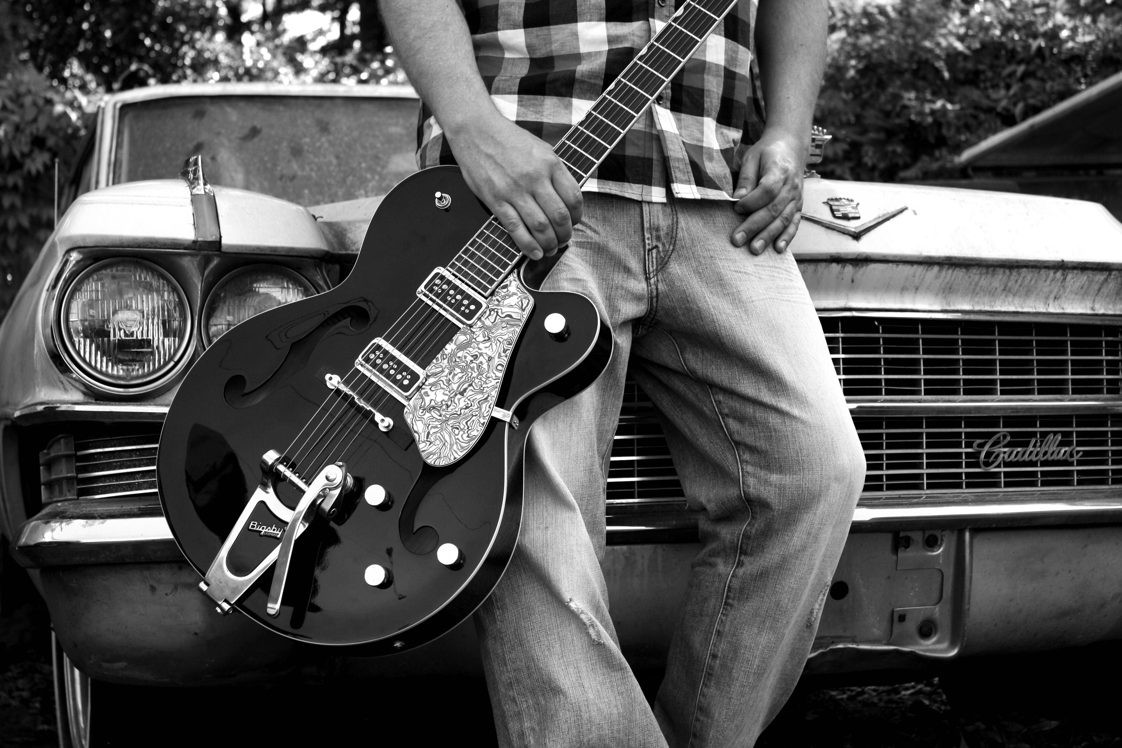 gretsch, hollowbody, bigsby, Cadillac, gretch, 4K, machine, music, guitar, FEET, HD Wallpaper