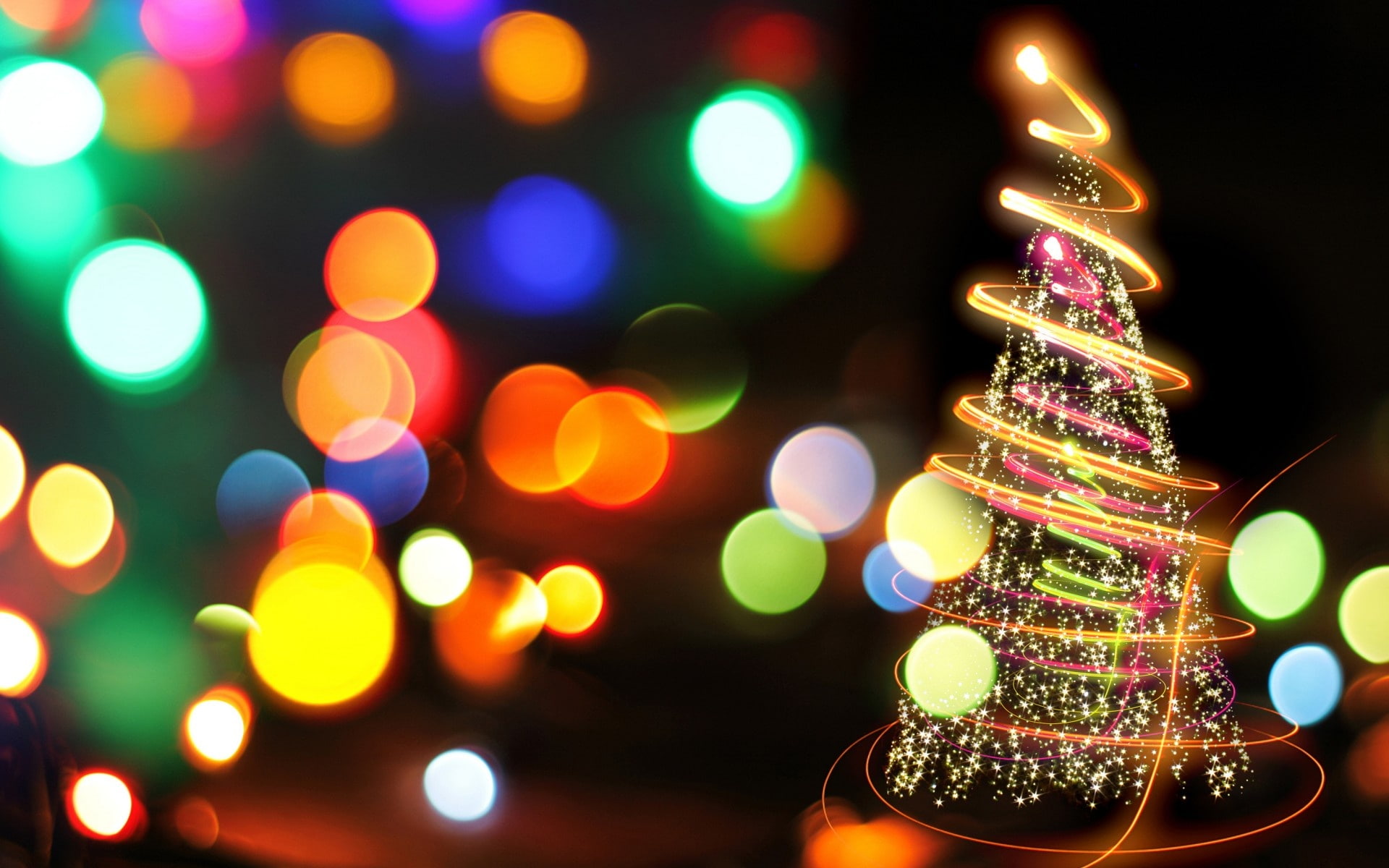 New, Colorful, Tree, Beautiful, Fire, Christmas, Year, Lights, 1080P, HD Wallpaper