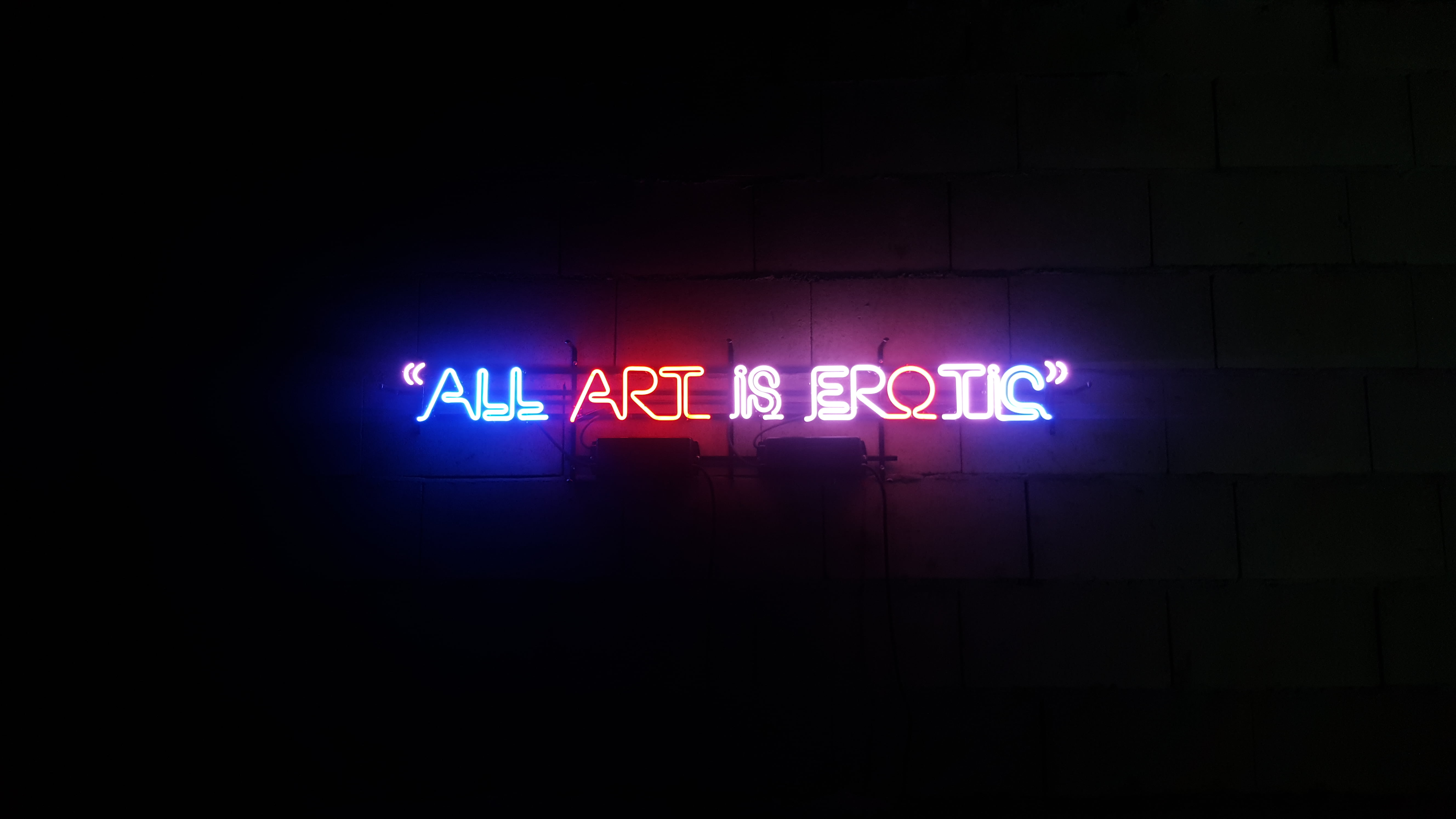 neon colored, no people, signage, dark, wall, evening, 5K, neon, illustration, indoors, bright, night, close-up, colorful, light, conceptual, capital letter, HD Wallpaper