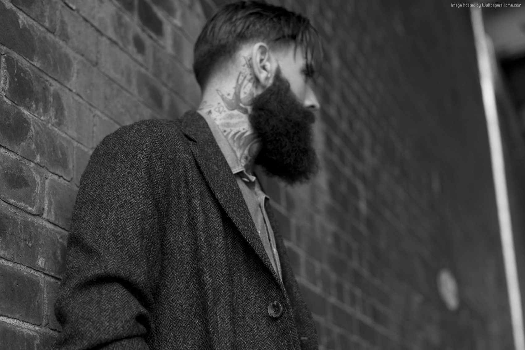 old school, man, swallow, actor, model, Ricki Hall, 720P, beard, tattoo, HD Wallpaper