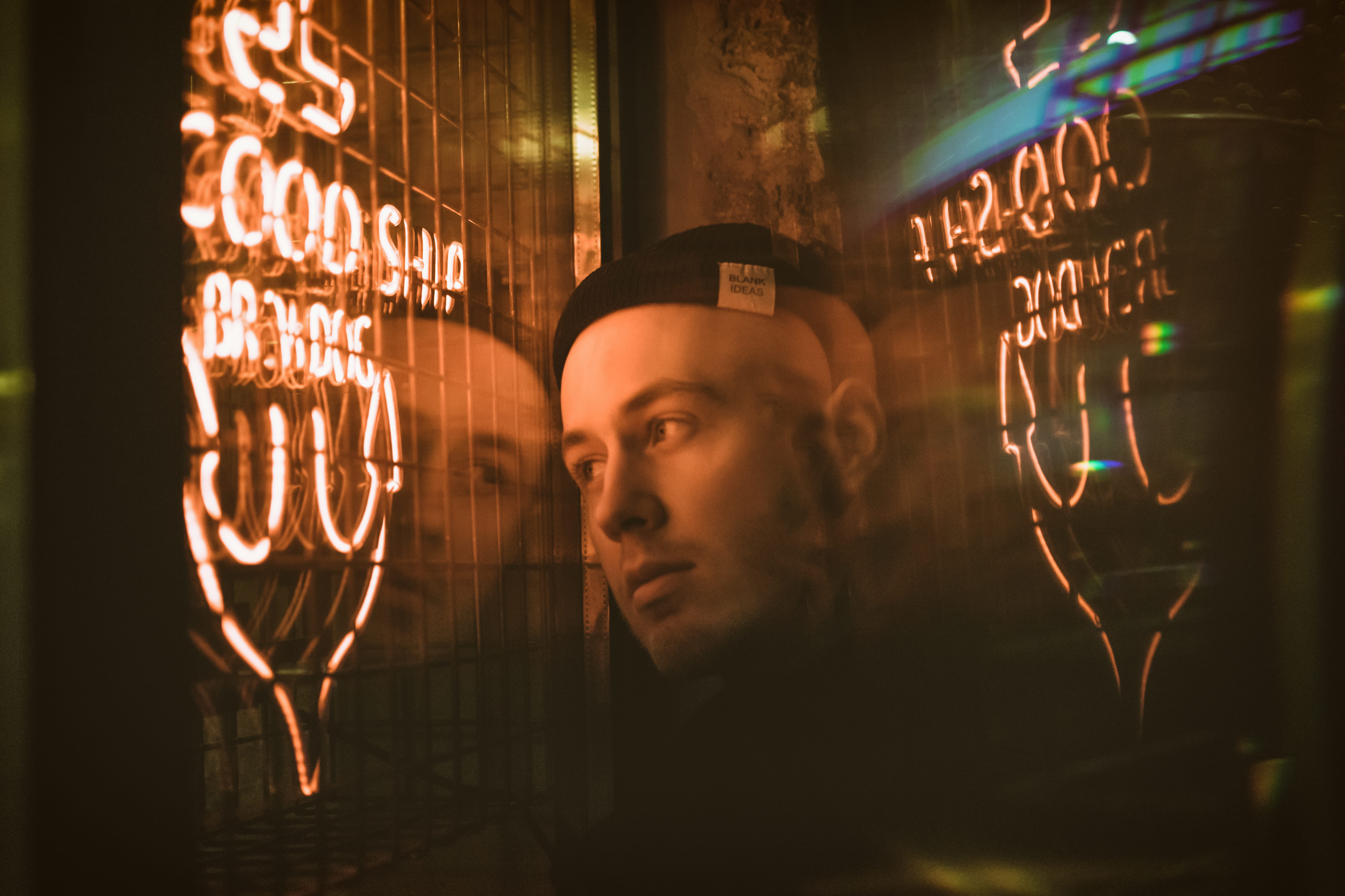 man, lighting, pub, bar counter, contemplation, glowing, interior design, headshot, text, light - natural phenomenon, reflection, mid adult, 5K, human, HD Wallpaper