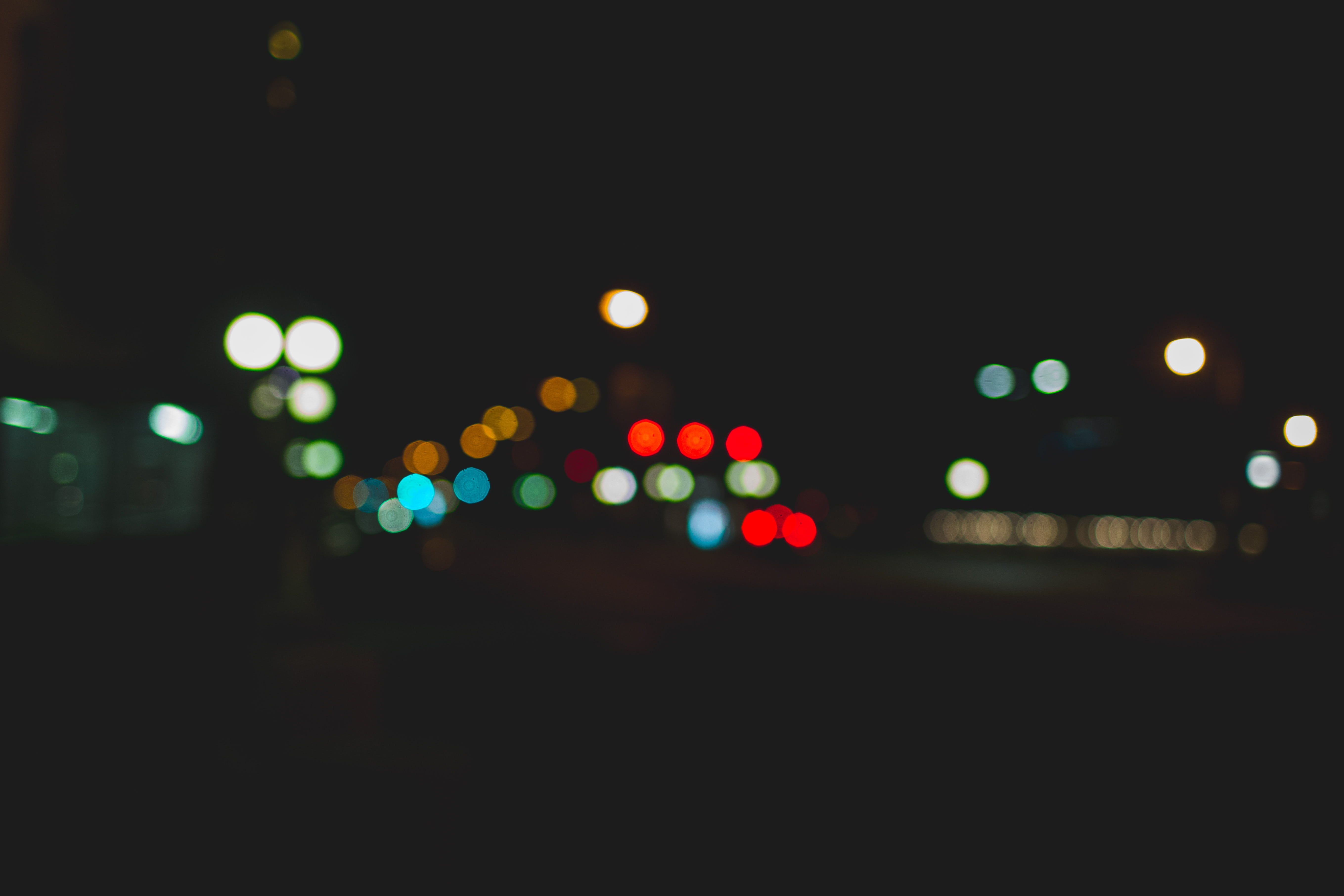 5K, abstract, blur, lighting equipment, transportation, geometric shape, lens flare, illuminated, multi colored, dark, art, focus, black background, vehicle light, HD Wallpaper