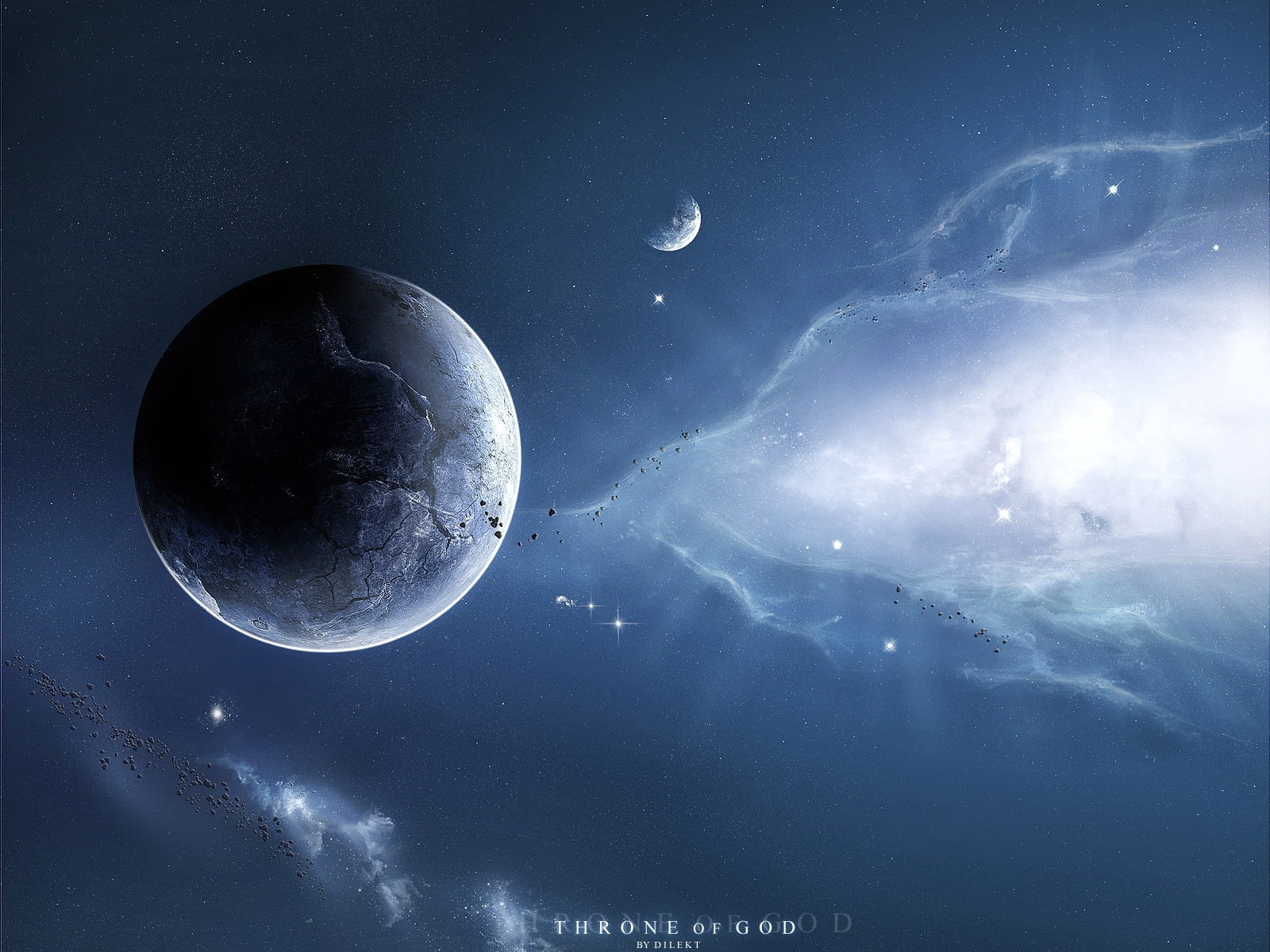 god, beauty in nature, planetary Moon, full moon, eclipse, moon Surface, blinking, orbiting, poster, galaxy, stars, blue, stratosphere, 720P, luminescence, HD Wallpaper