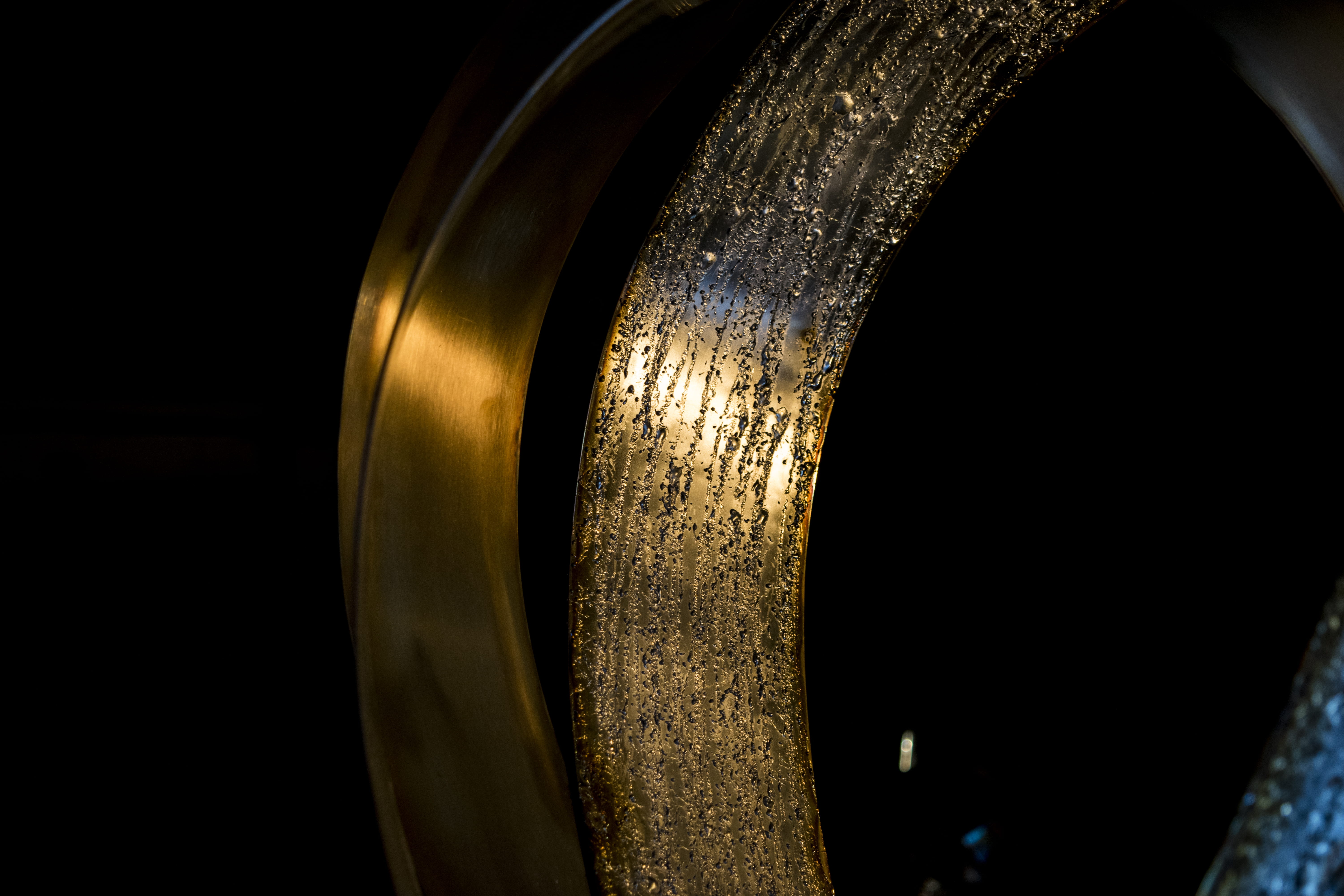 iron, close-up, still life, bronze, 5K, blacksmith, musical instrument, food and drink, metal, drink, indoors, black background, light, focus on foreground, HD Wallpaper