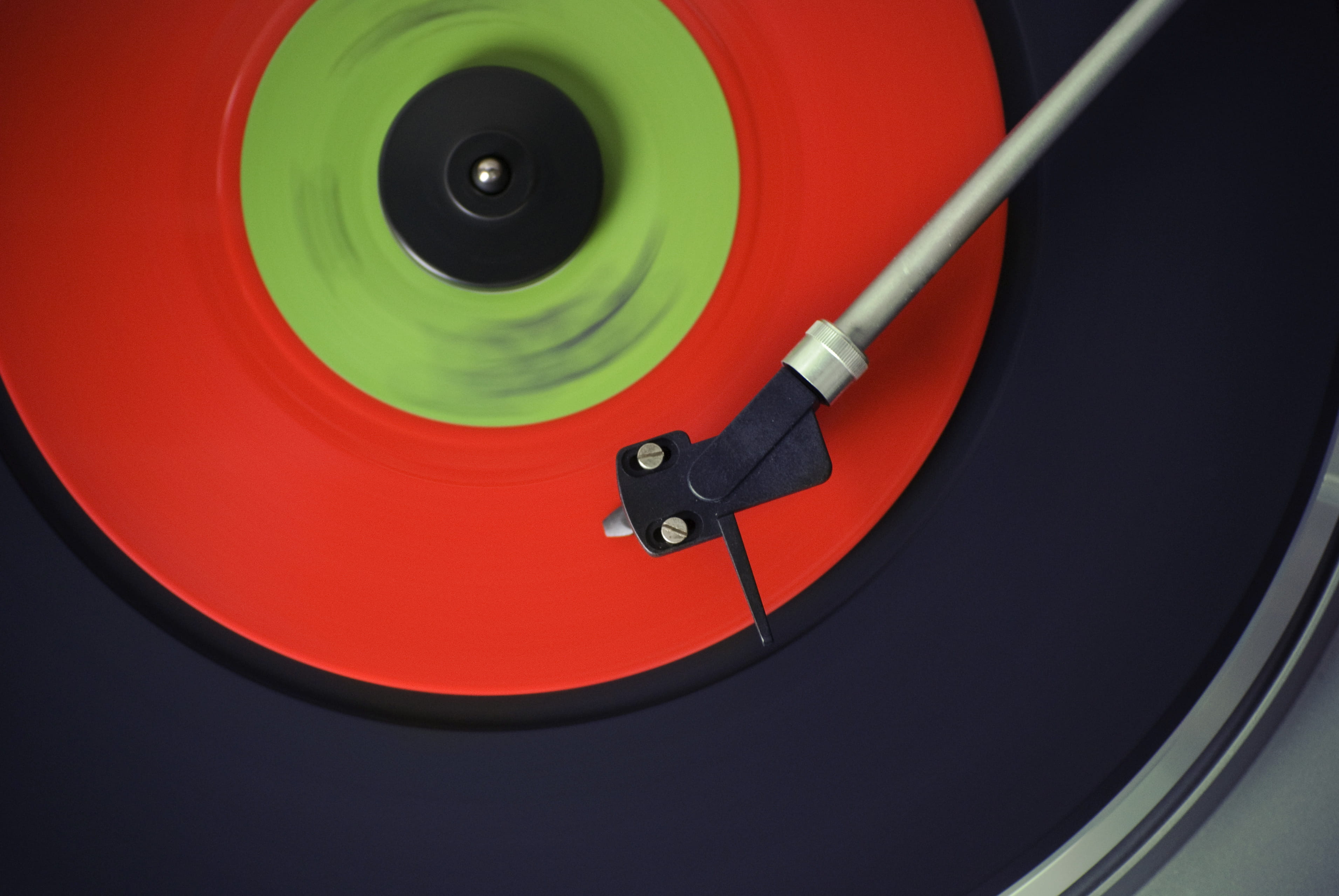 turntable, record, wheel, arts culture and entertainment, audio equipment, retro styled, vinyl, lp, black color, needle, music, red, circle, 2K, close-up, HD Wallpaper