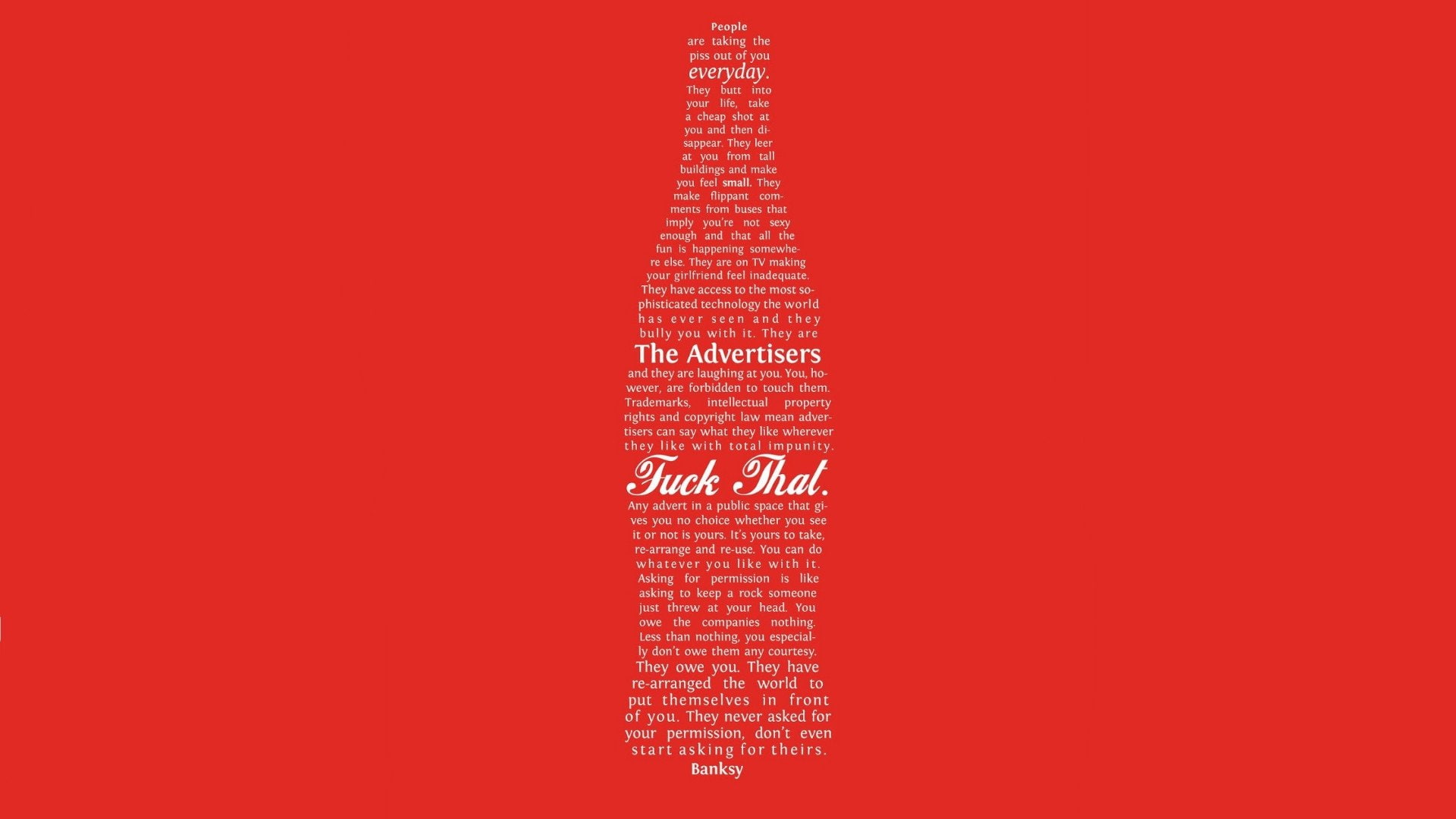 Banksy, 1080P, Humor, Advertisements, HD Wallpaper