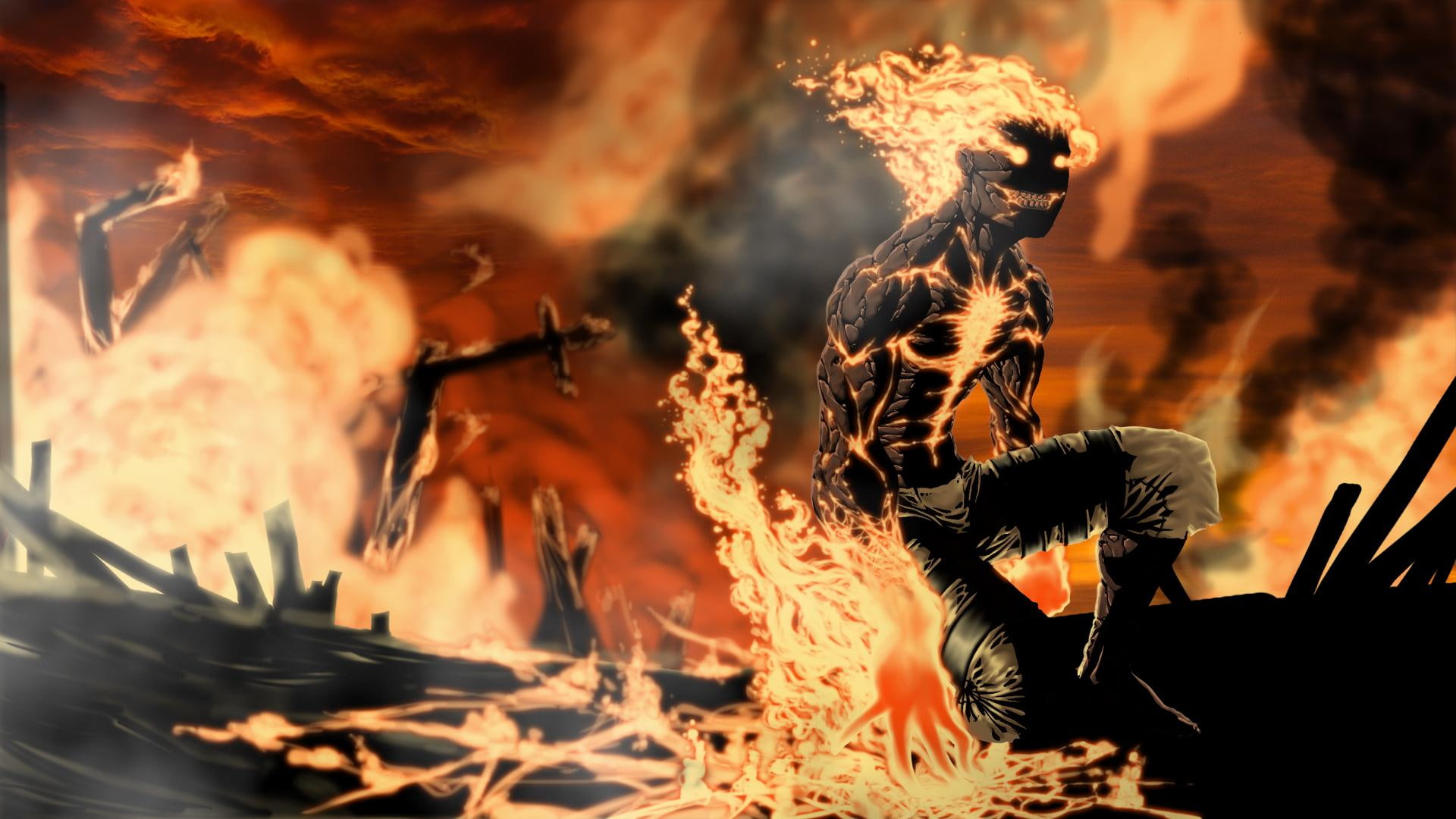 league of legends, brand, games, 1080P, fire, video games, flames, br, HD Wallpaper