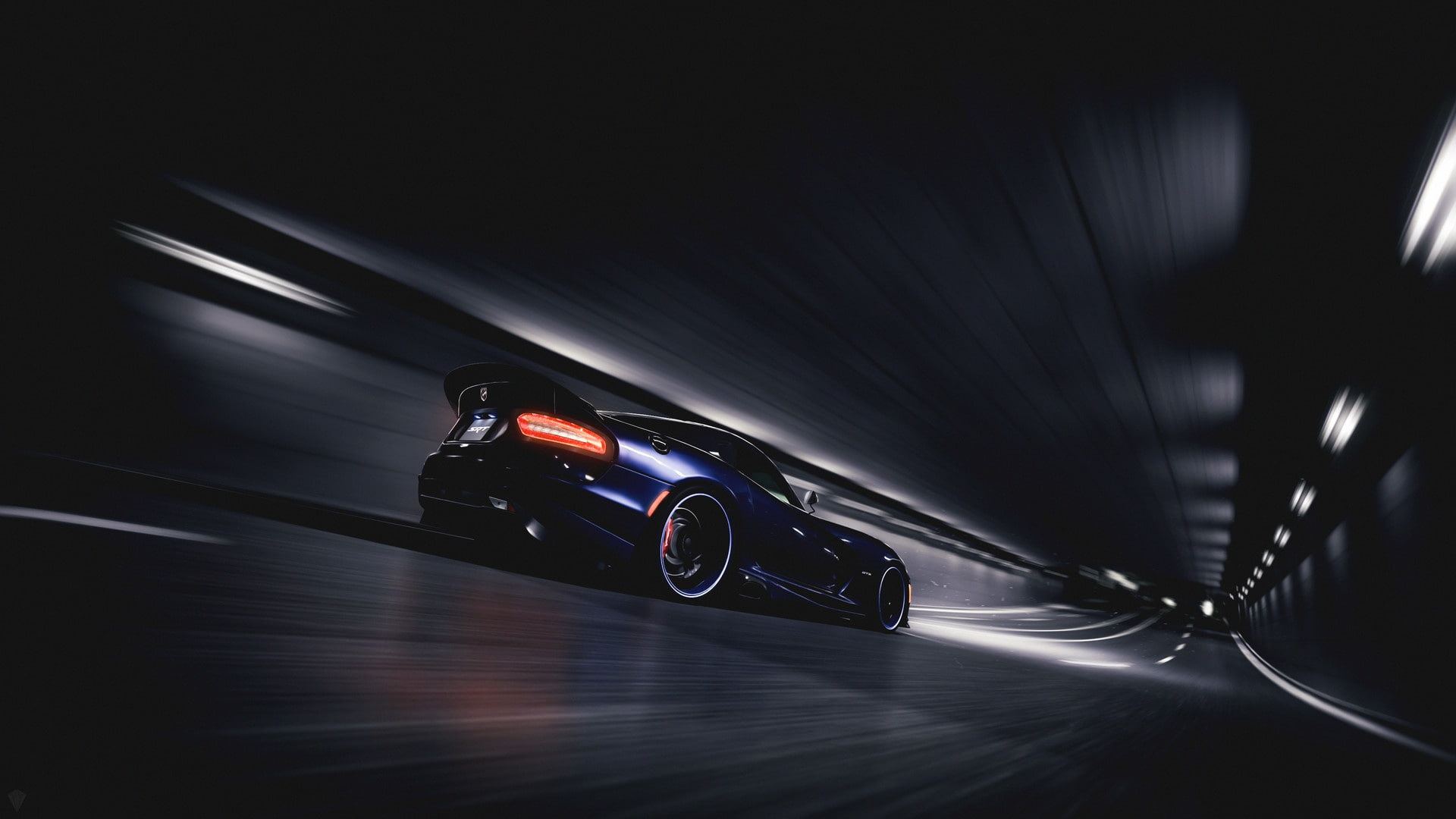 car, vehicle, 1080P, Dodge Viper, dark, road, HD Wallpaper
