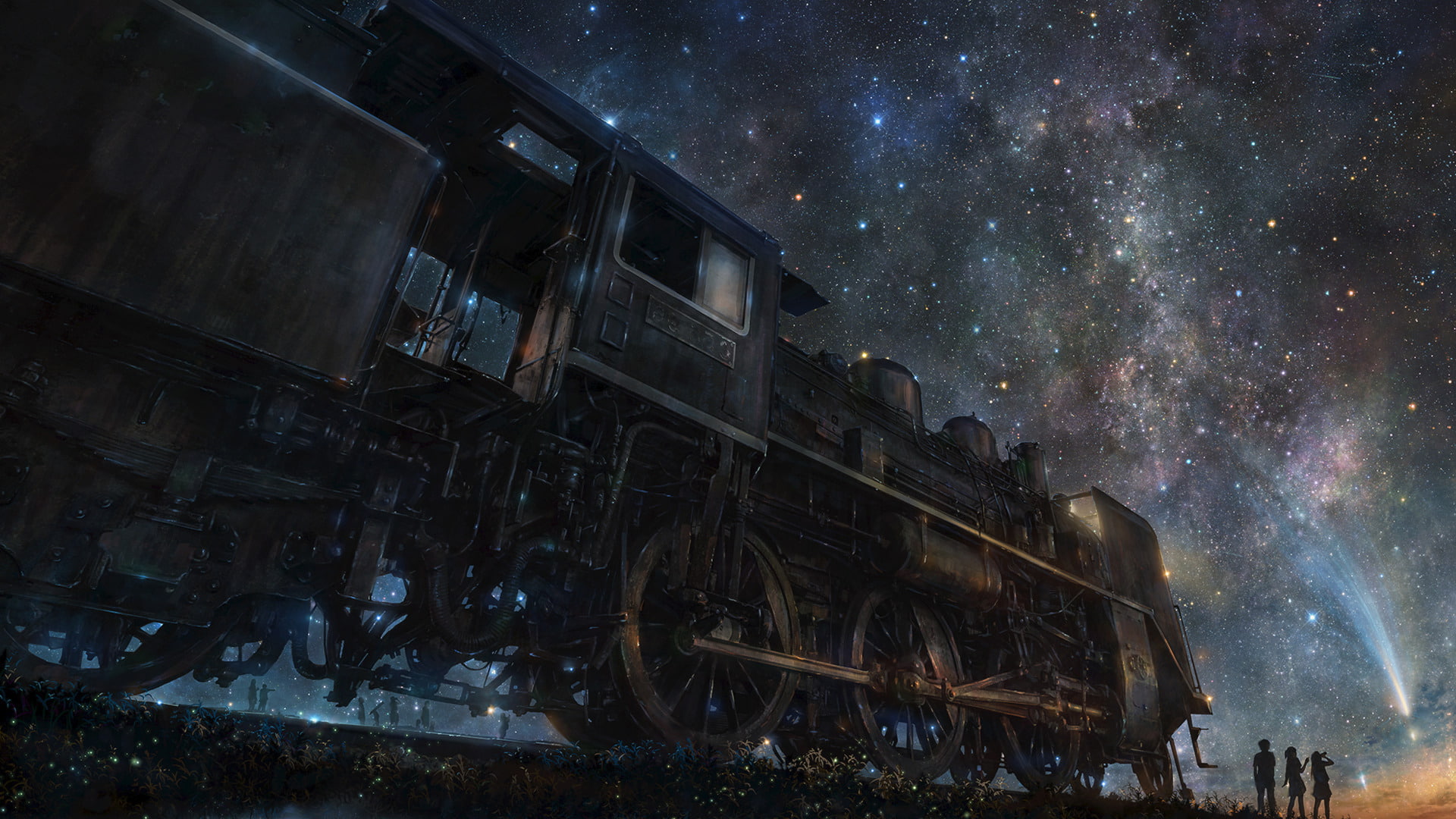 star - space, architecture, space, milky way, low angle view, space and astronomy, run-down, nature, city, outdoors, night, abandoned, galaxy, 1080P, built structure, HD Wallpaper