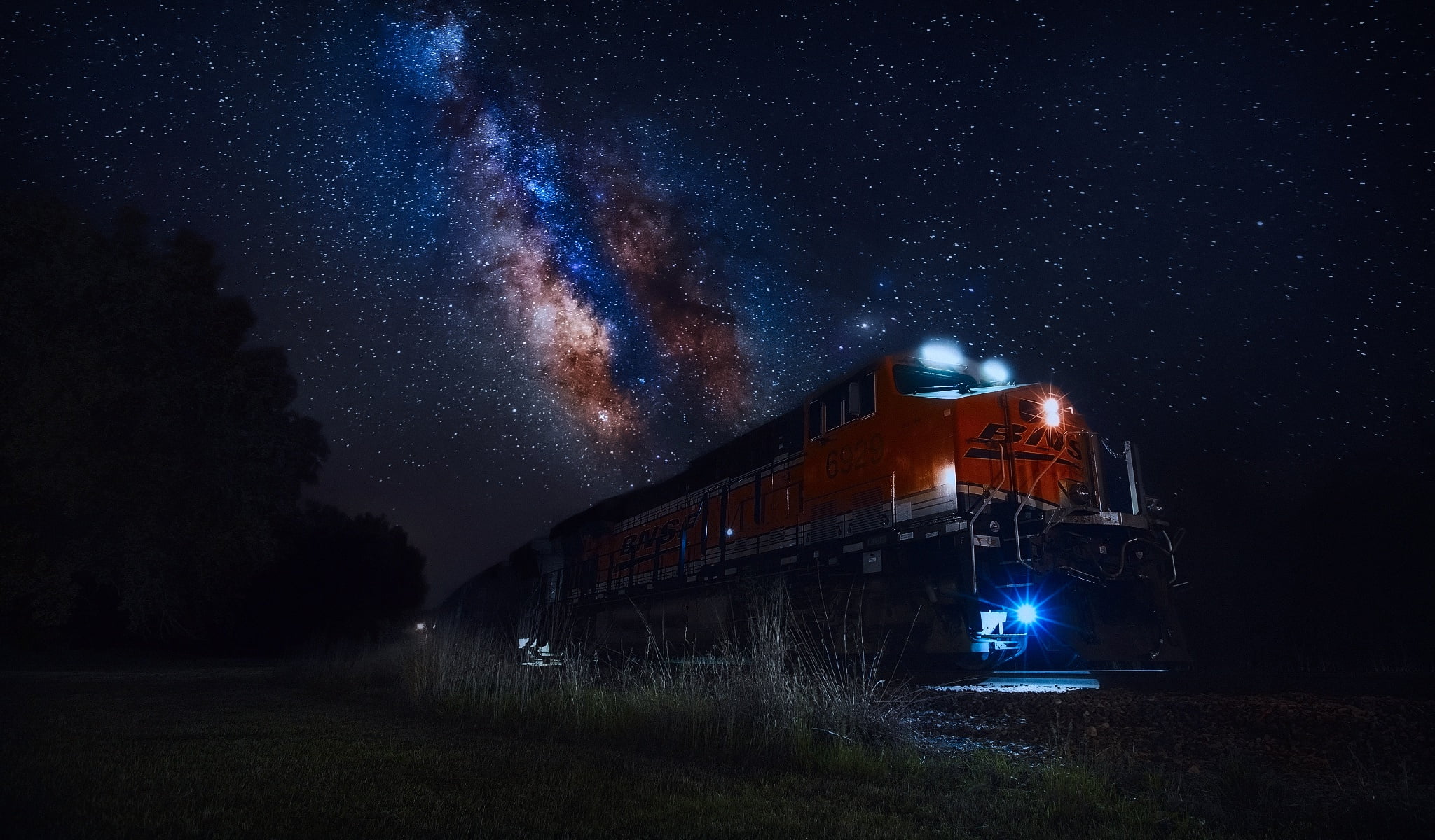 Vehicles, Night, Sky, Train, 1080P, Stars, Vehicle, HD Wallpaper