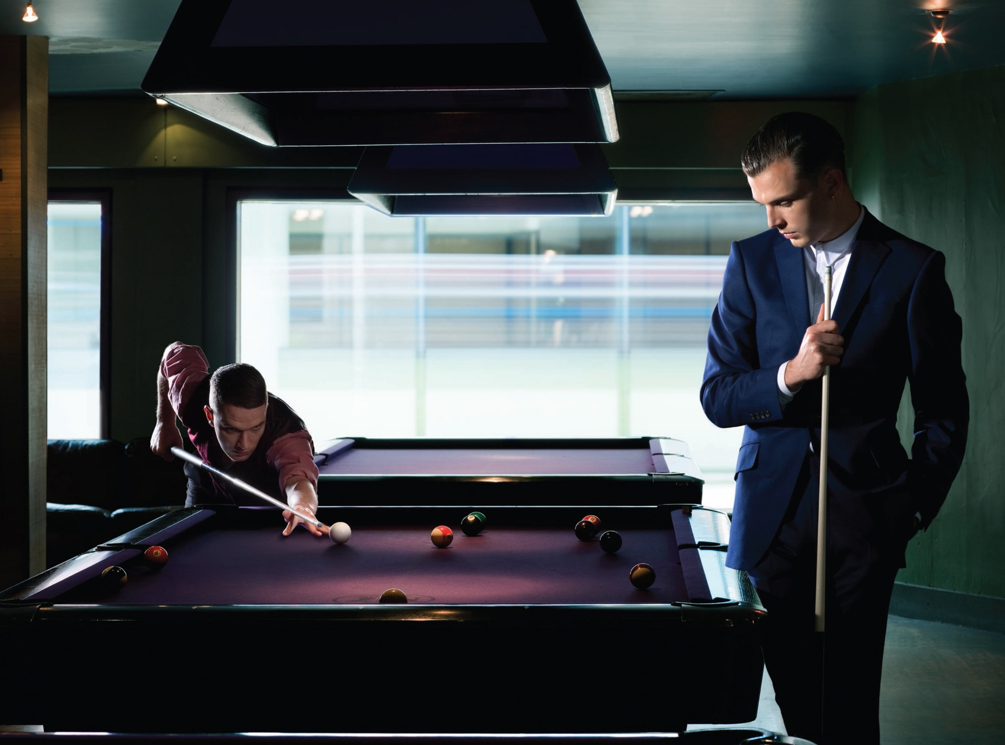 pool table, holding, front view, Music, real people, leisure games, black, Hurts, pool ball, sport, leisure activity, table, Playing, men, s, 2K, young men, HD Wallpaper