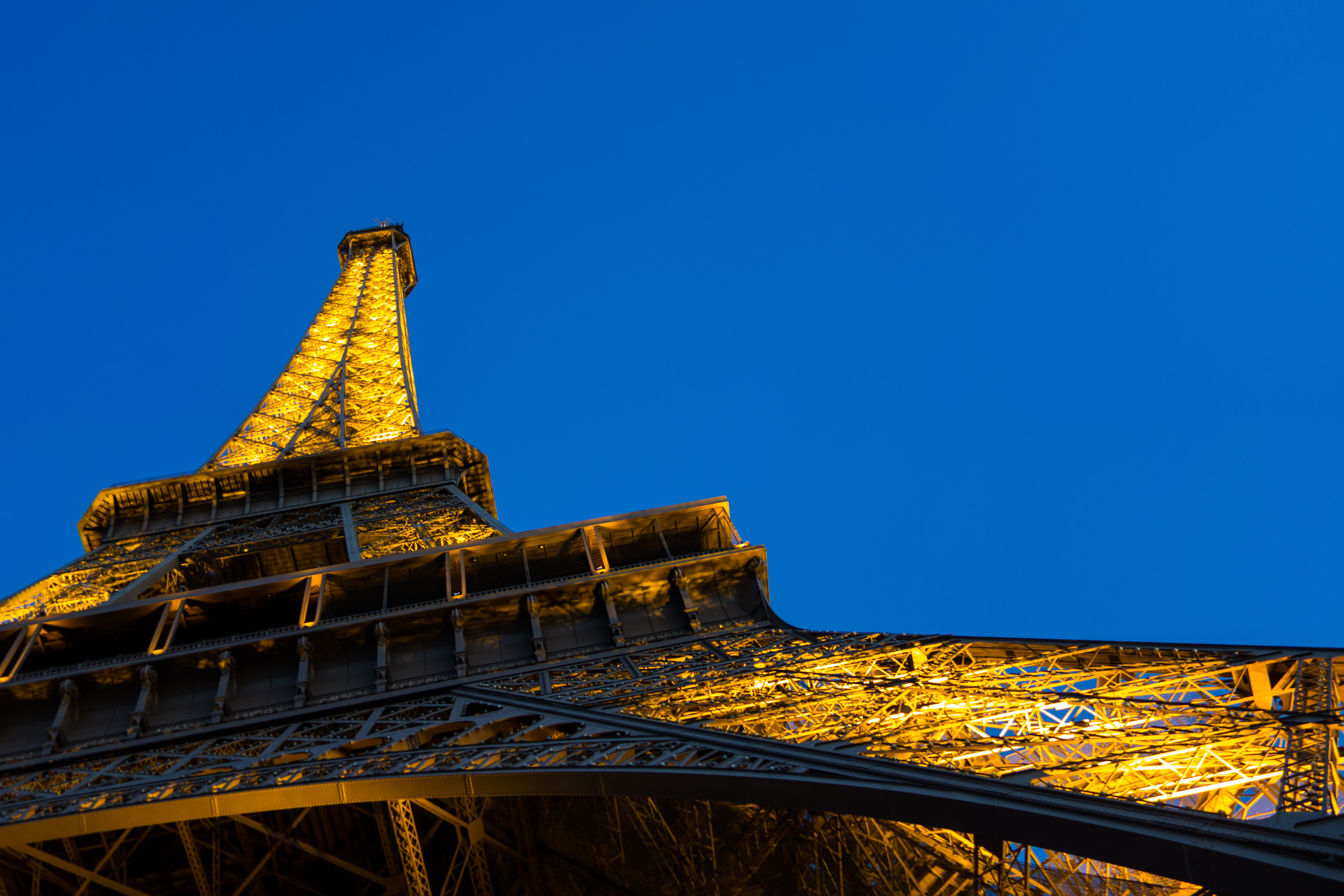 Eiffel Tower, tower, eiffel, evening, paris, night, built Structure, photography, sky, travel, sony  cybershot  dsc-rx100, 4K, famous Place, architecture, HD Wallpaper