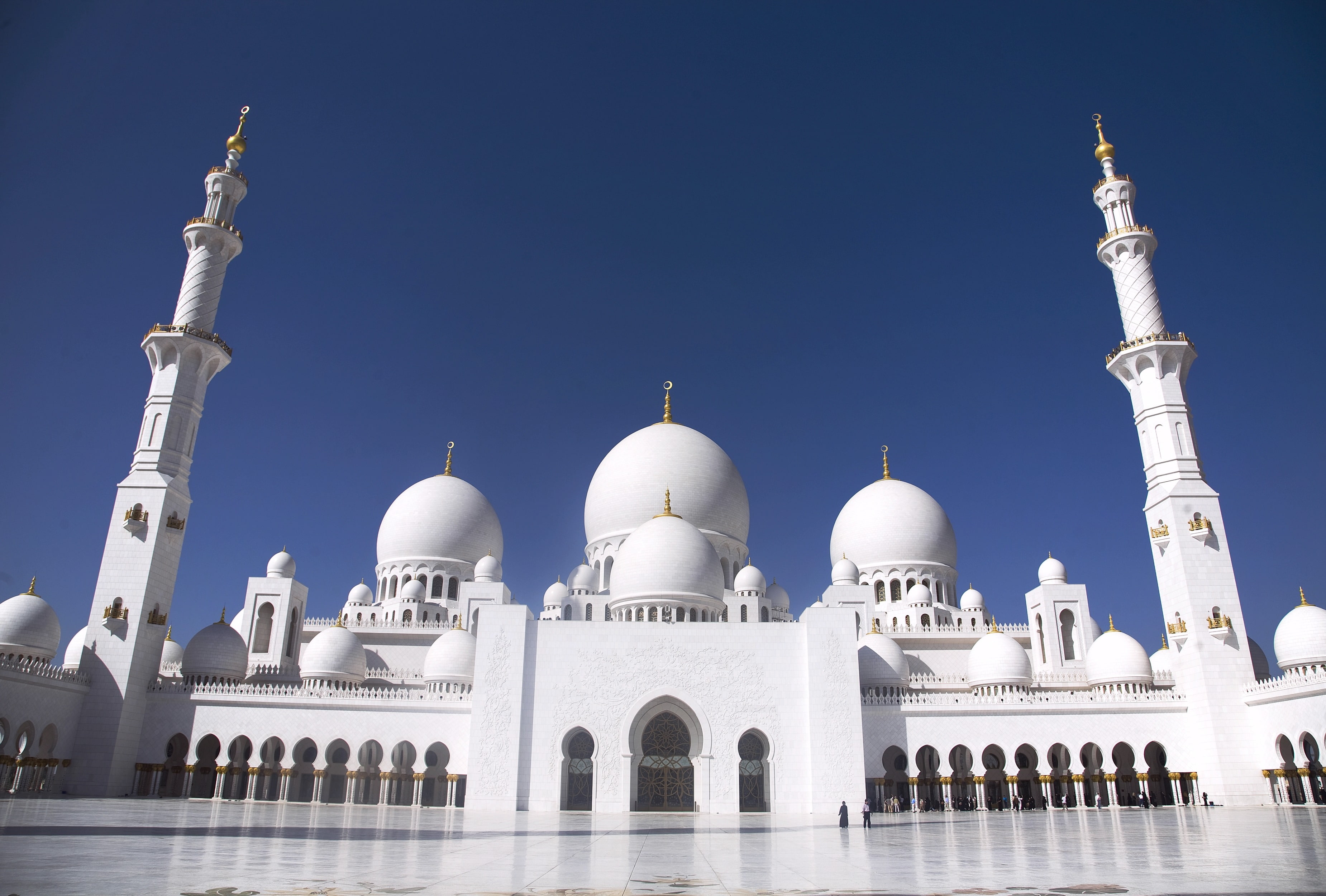 area, Grand mosque, 2K, The Sheikh Zayed Grand mosque, arch, Abu Dhabi, HD Wallpaper