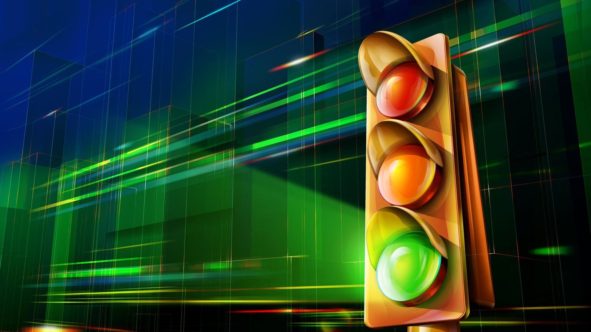 light, traffic, 1080P, colorful, mist, traffic light, night, HD Wallpaper