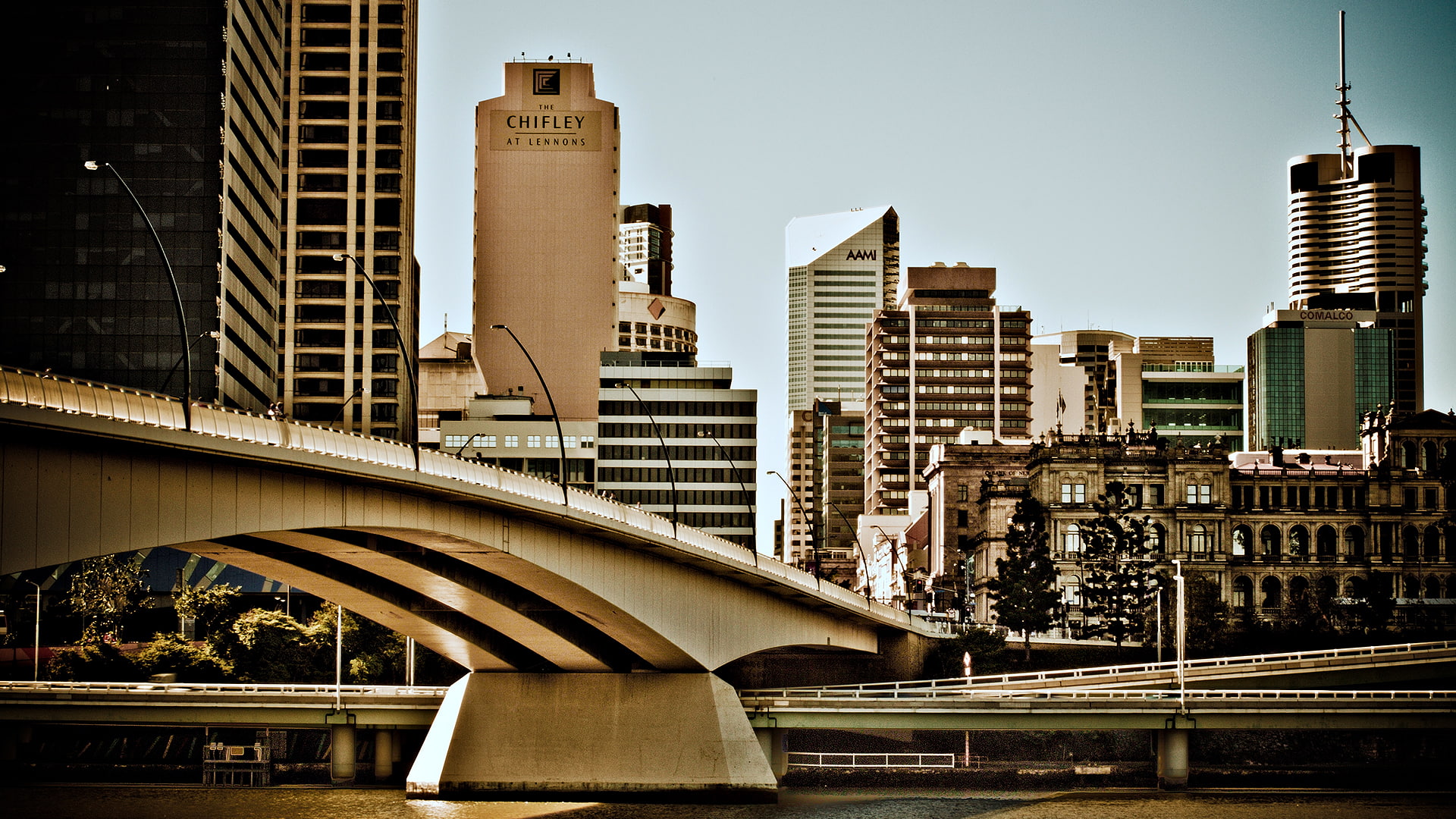 white, skyscrapers, bridge, concrete, hdr, buildings, brisbane, 1080P, hd, cityscape, HD Wallpaper