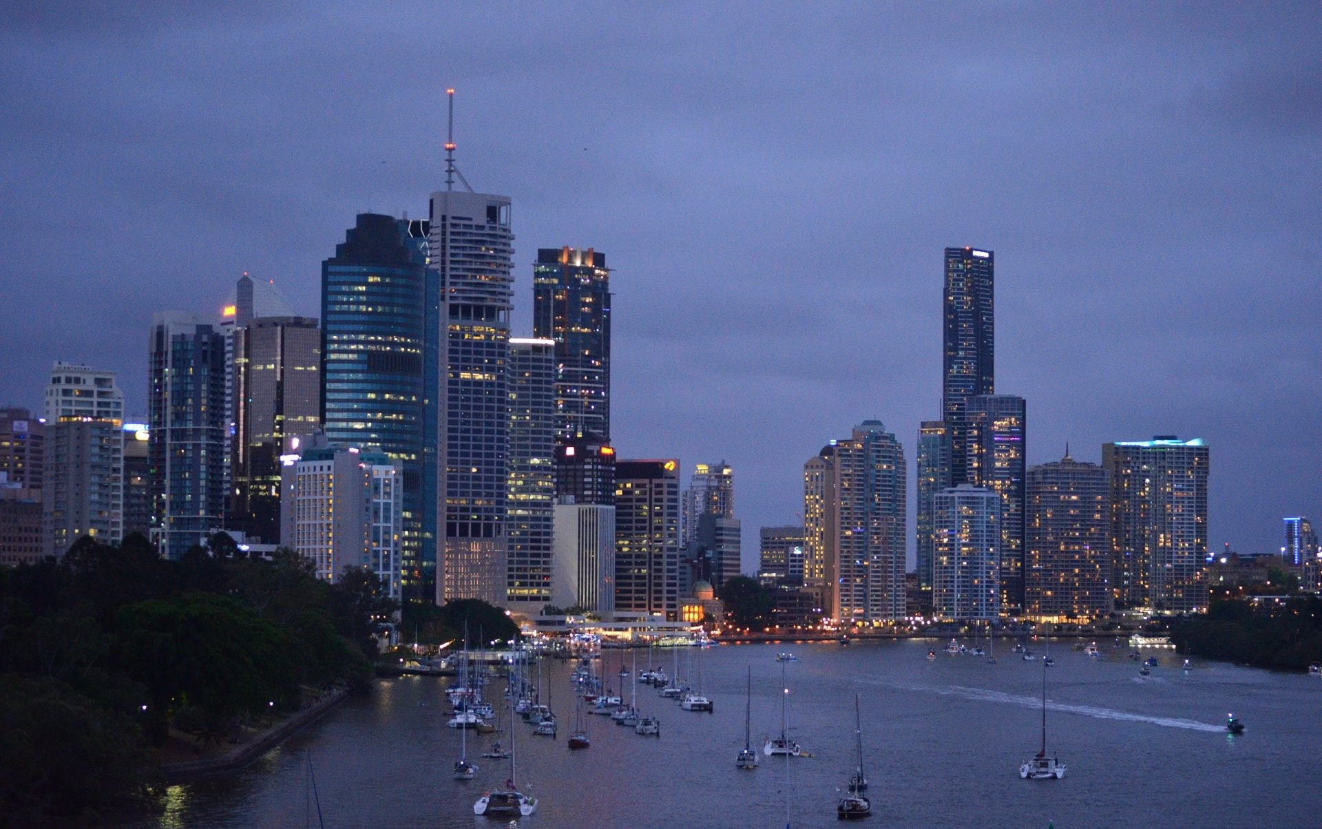 Dock, Queensland, 1080P, City, Cities, Dusk, Brisbane, Sailboat, Boat, Light, Building, River, HD Wallpaper