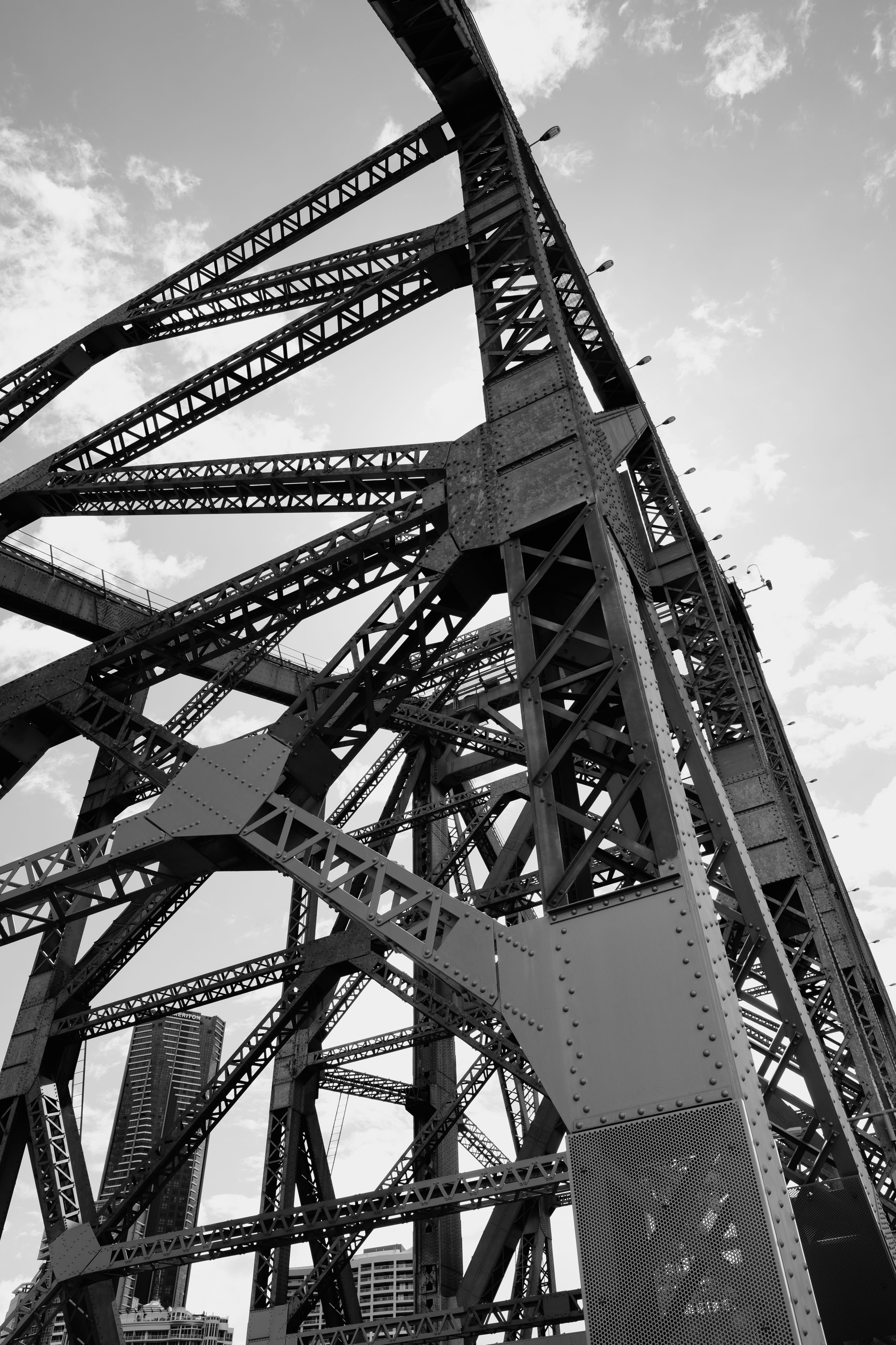 alloy, outdoors, metal, arts culture and entertainment, girder, steel, low angle view, bridge, building exterior, nature, day, travel destinations, 5K, Phone HD Wallpaper