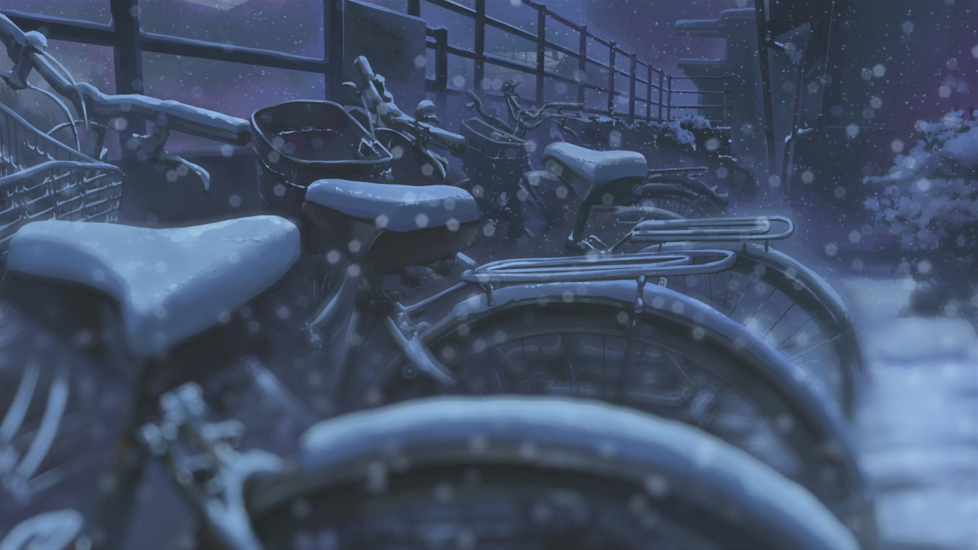 no people, black, bicycle, mode of transportation, close-up, day, obsolete, standard, garage, selective focus, 5 Centimeters Per Second, run-down, manga, HD Wallpaper