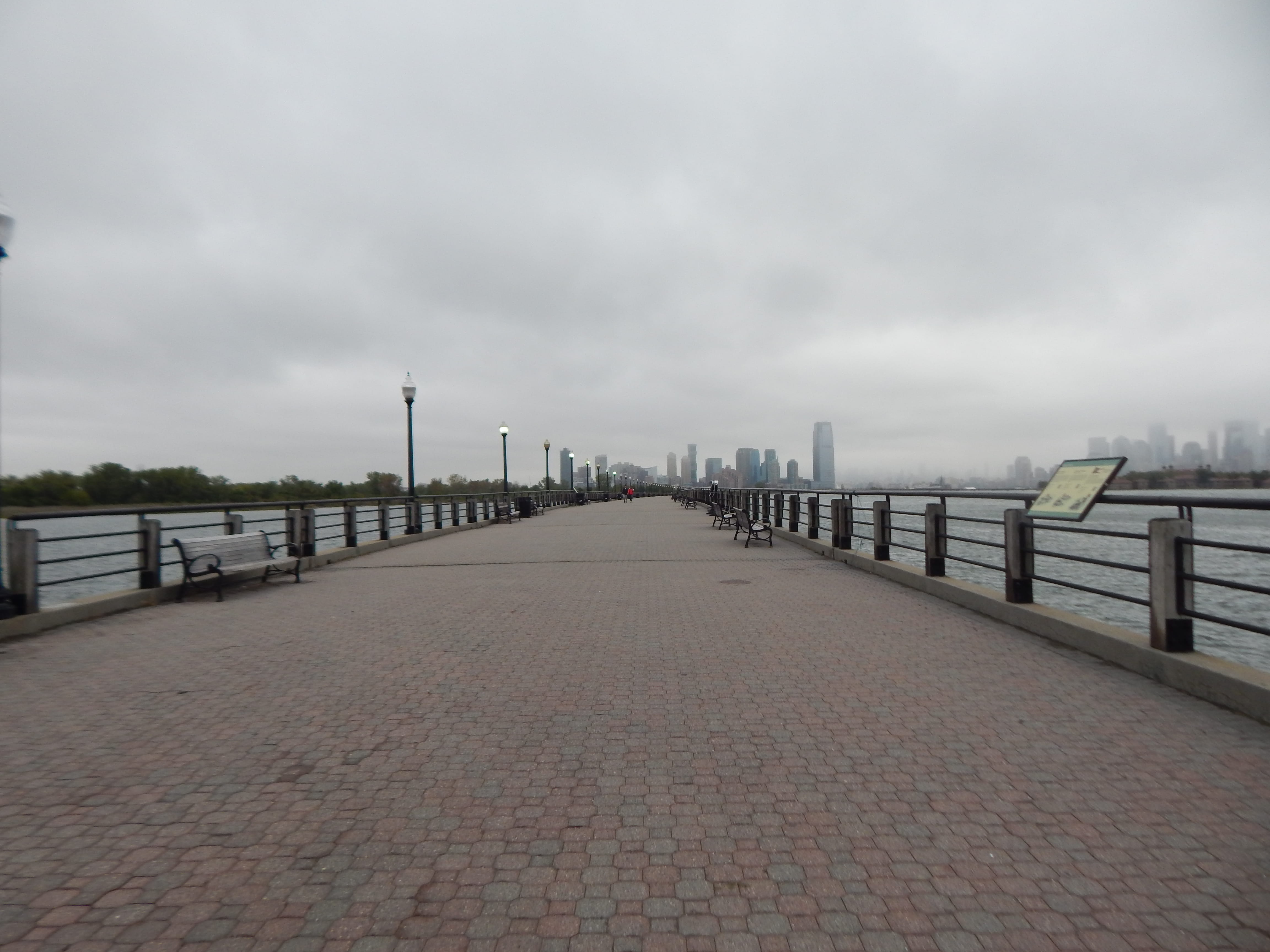liberty, architecture, built structure, the way forward, water, promenade, street, empty, building exterior, railing, sky, day, city, overcast, skyscraper, HD Wallpaper