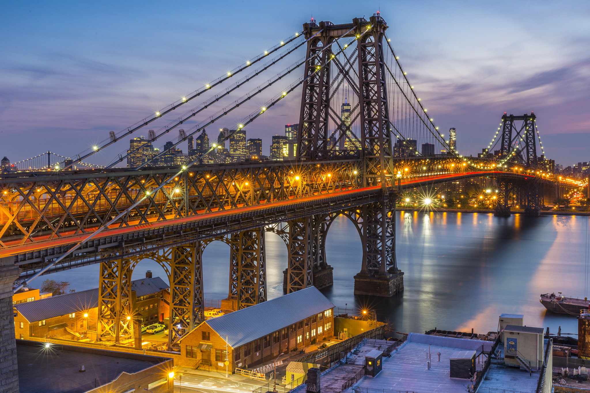 Night, Light, Bridges, River, 1080P, Williamsburg Bridge, Bridge, HD Wallpaper