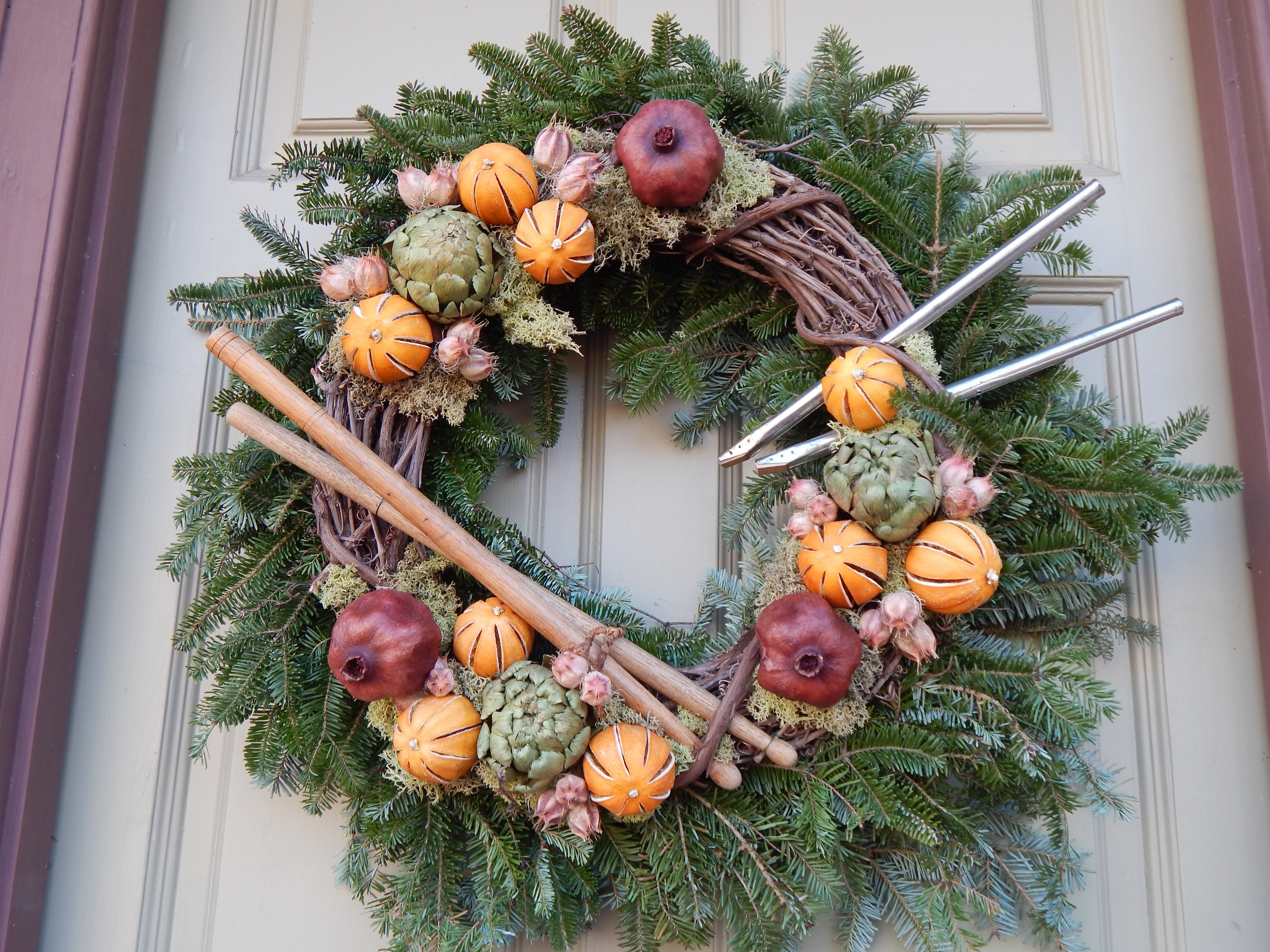 natural, seasonal, greens, christmas ornament, food and drink, still life, holiday decorations, no people, outdoor, high angle view, wreath, decoration, HD Wallpaper