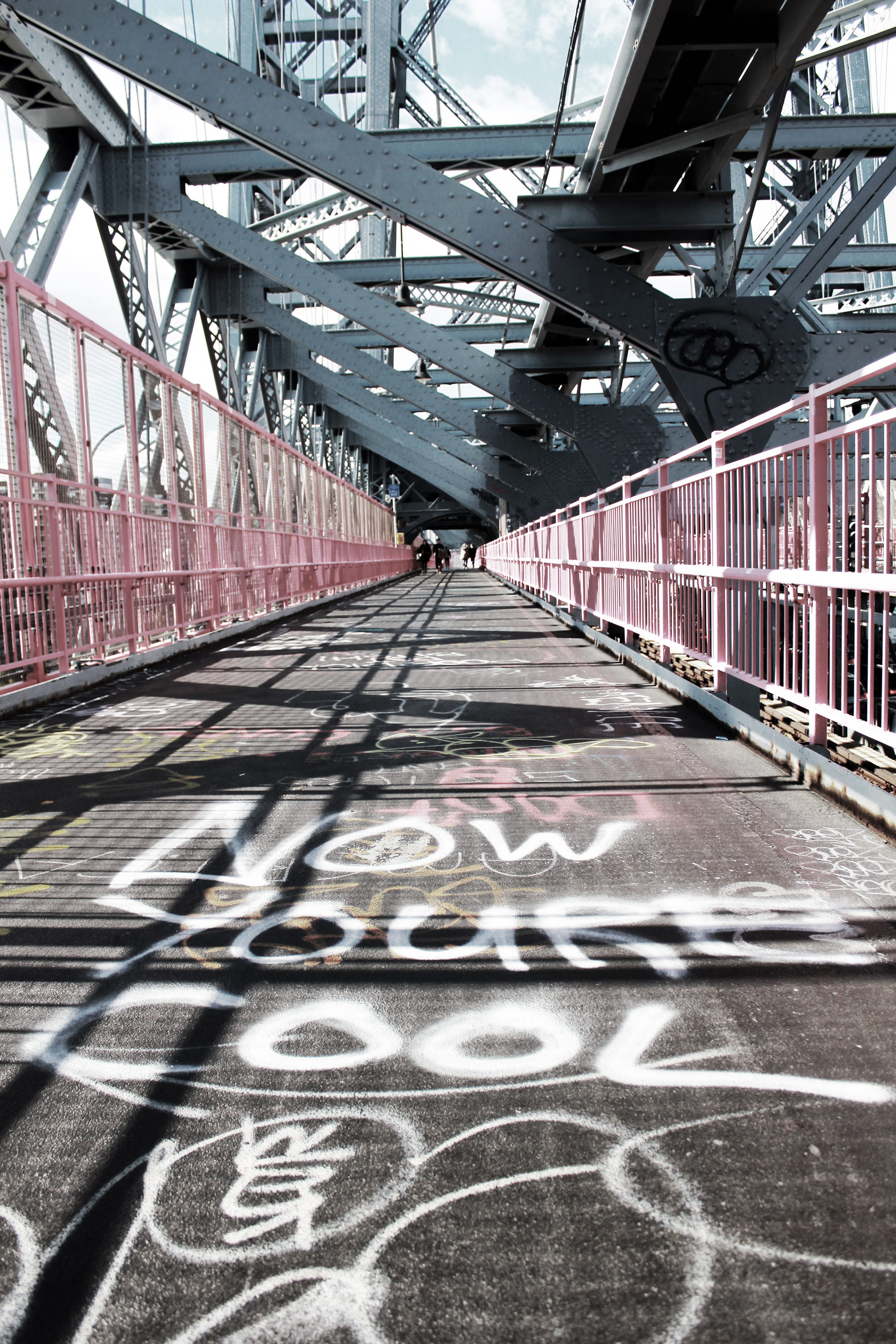 day, walkway, united states, diminishing perspective, street art, the way forward, urban, long, pathway, path, metal, direction, connection, new york, words, Phone HD Wallpaper