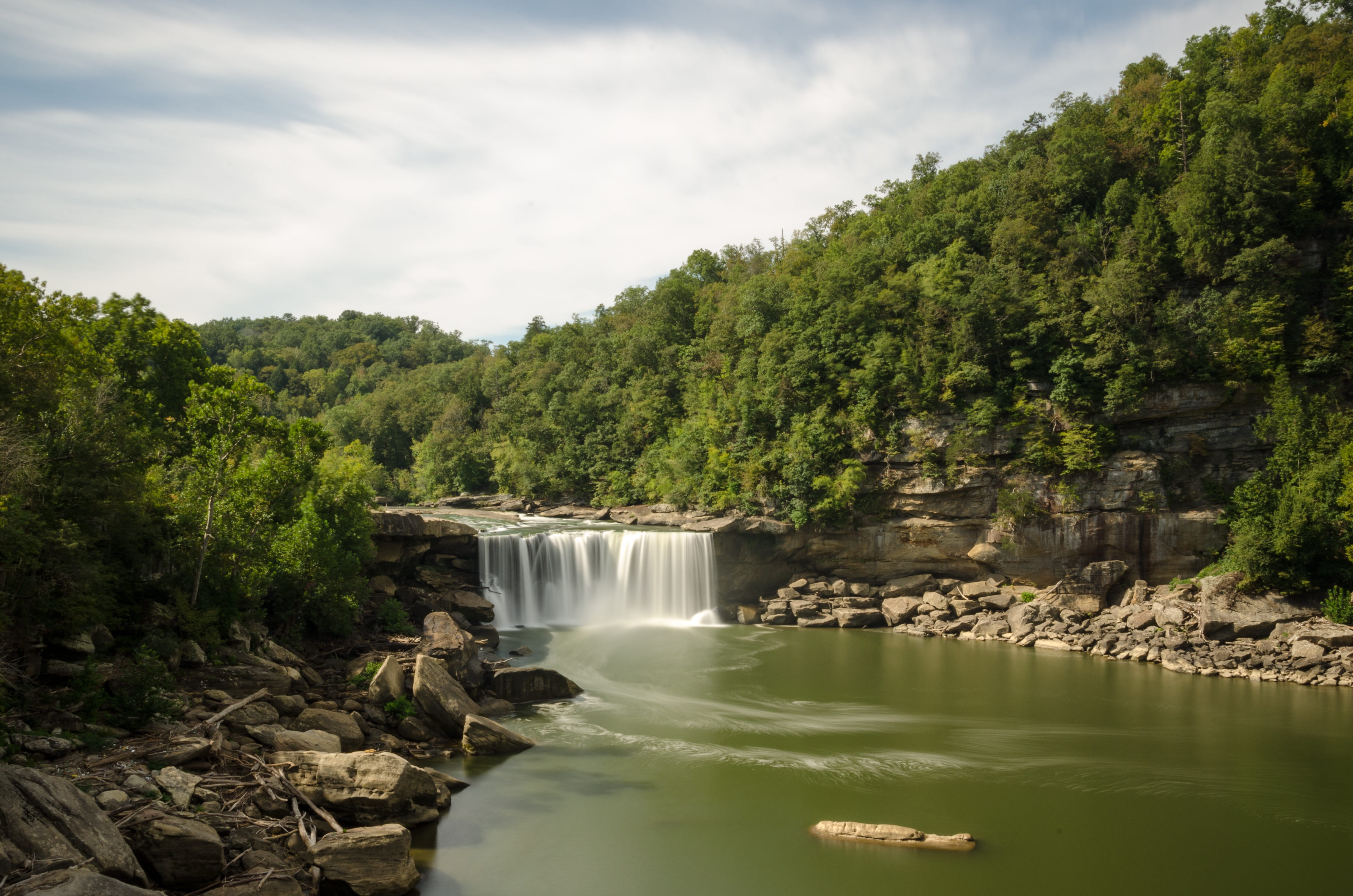 united states of america, waterfall, kentucky, falls, water, 4K, williamsburg, flowing water, outdoors, sky, beauty in nature, tree, rocks, power in nature, HD Wallpaper