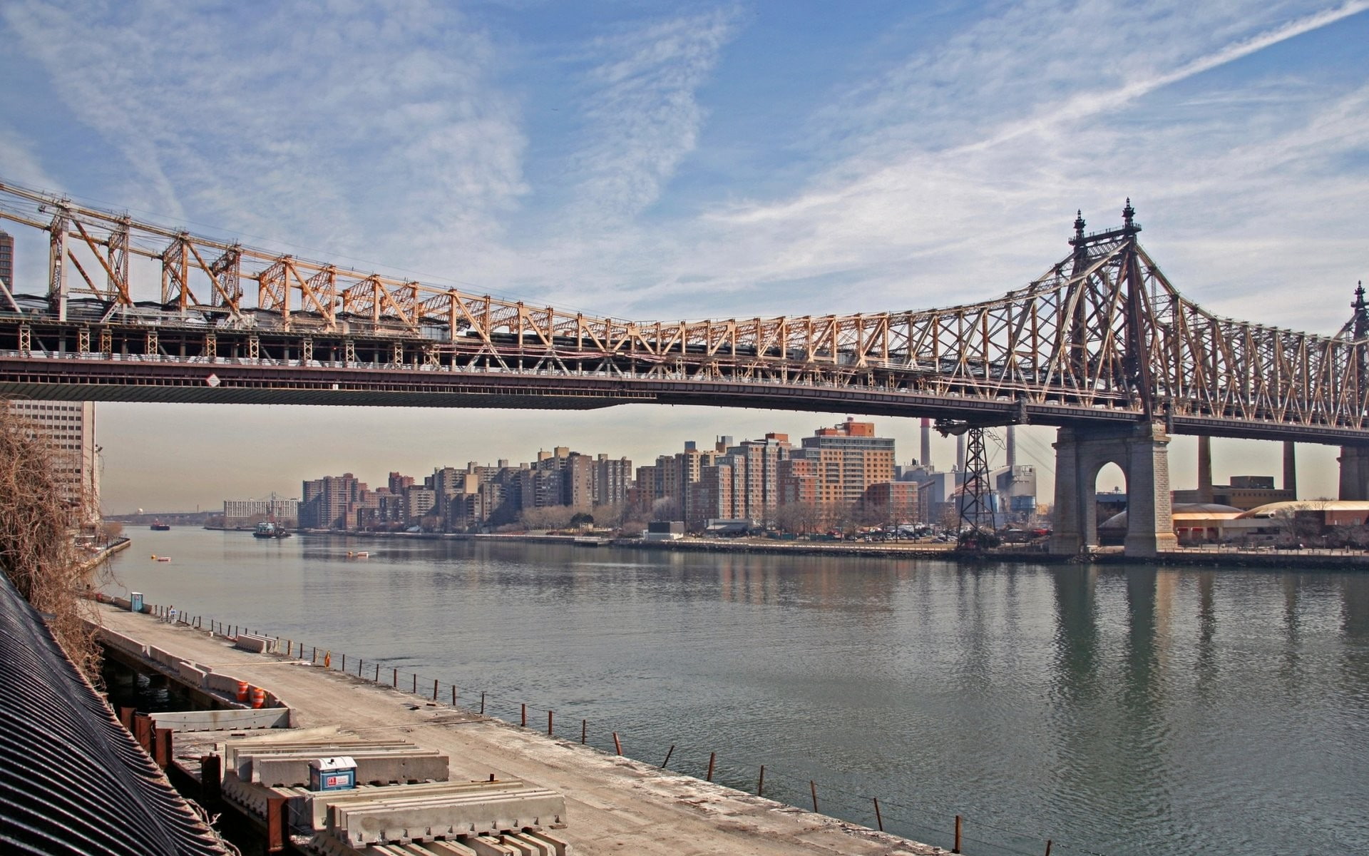 Clouds, bridges, cityscapes, brooklyn, art, industrial, 1080P, manhattan, architecture, williamsburg, city, bridge, rivers, eas, hd, new, york, HD Wallpaper