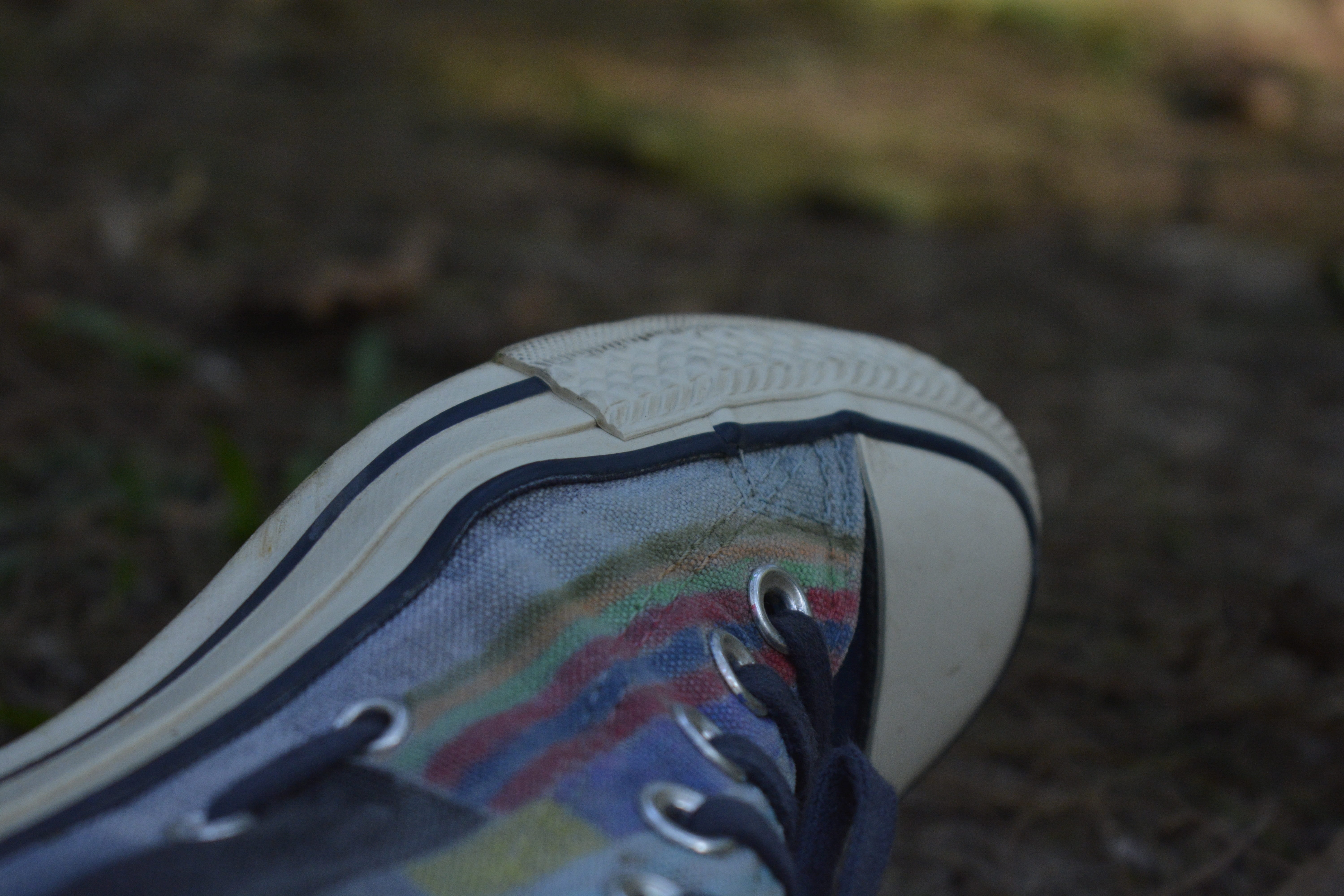 5K, colorful shoe, outdoors, sports equipment, no people, close-up, paint, art and craft, still life, converse, creativity, day, pattern, focus on foreground, HD Wallpaper