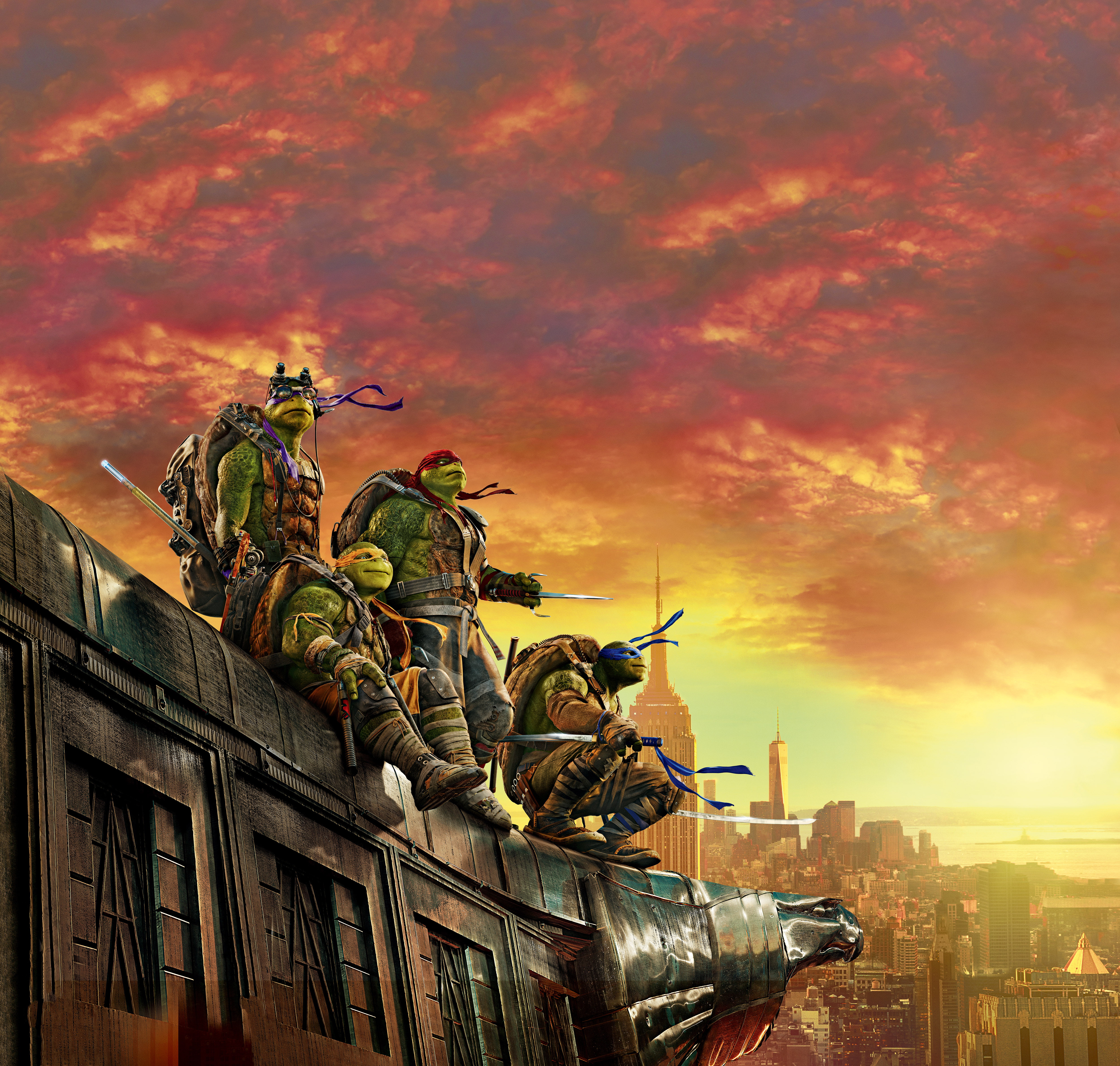 Teenage Mutant Ninja Turtles, Raphael, Michelangelo, 4k, graphic, tnmt, Leonardo, Donatello, Out of the Shadows, HD Wallpaper