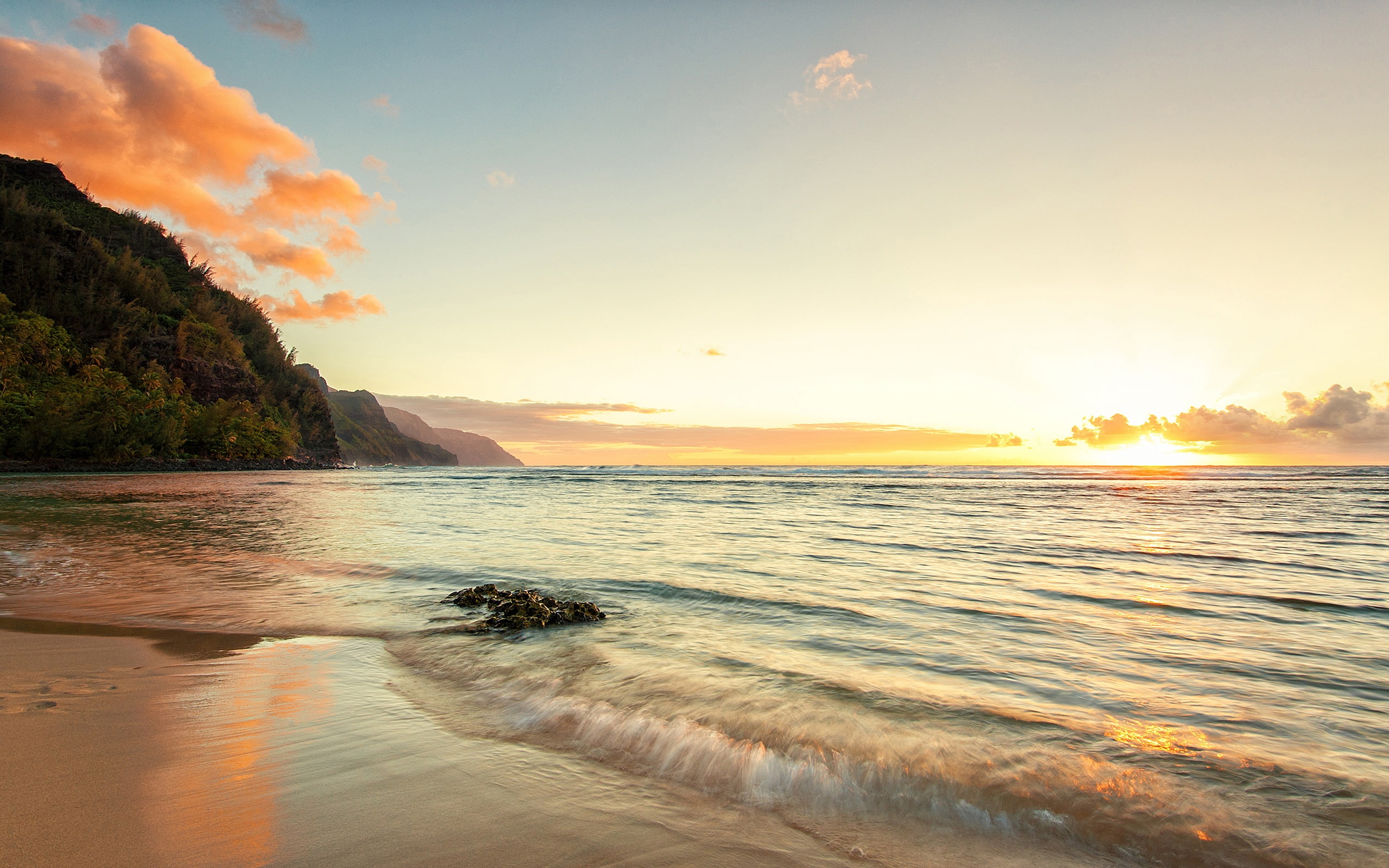 Sunset, Hawaii, Coast, Ocean, 2K, HD Wallpaper