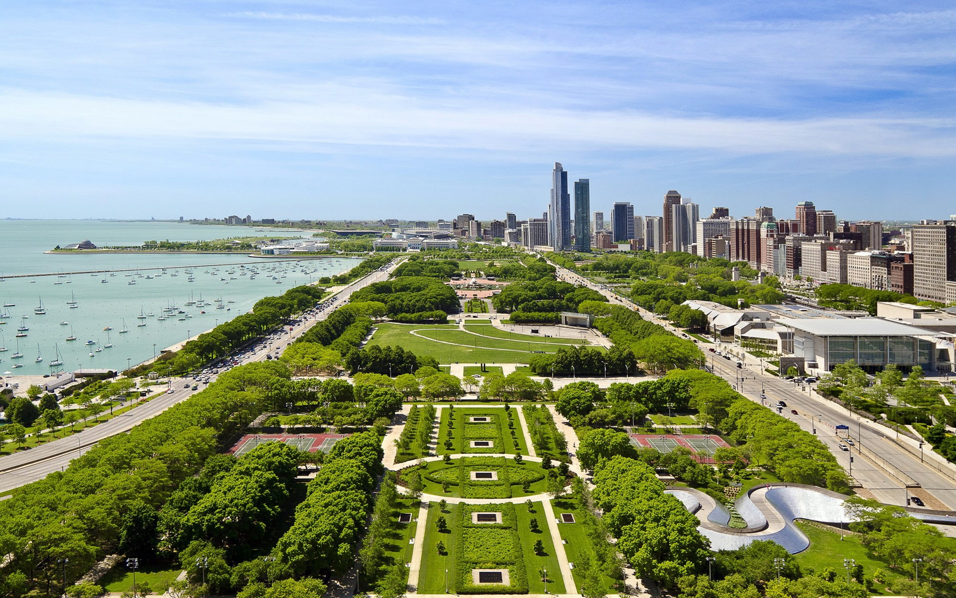 Coast, Houses, Park, Trees, Road, Buildings, USA, City, Grass, 1080P, HD Wallpaper