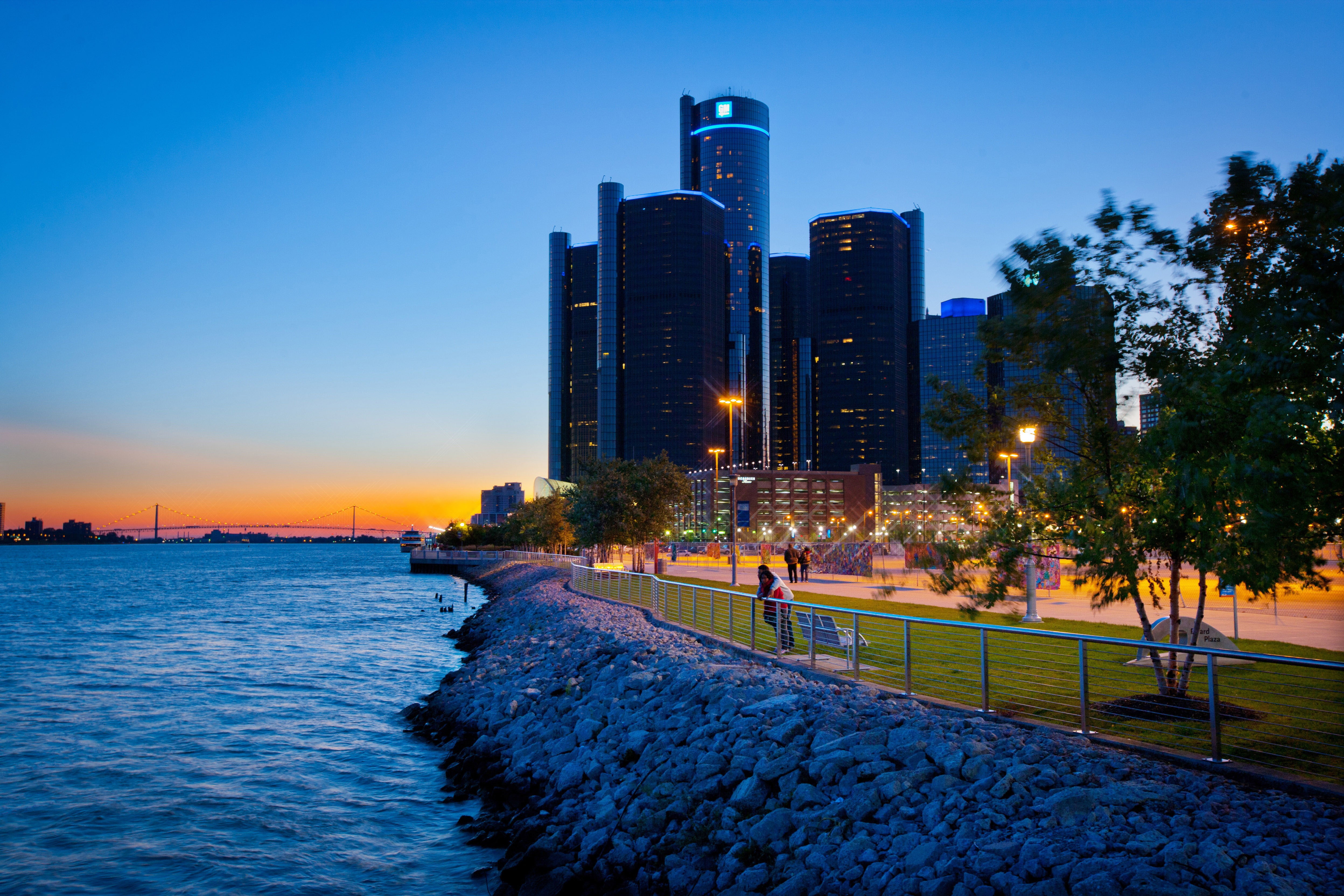 railings, metal, 4K, green, Detroit, USA, city, Michigan, HD Wallpaper