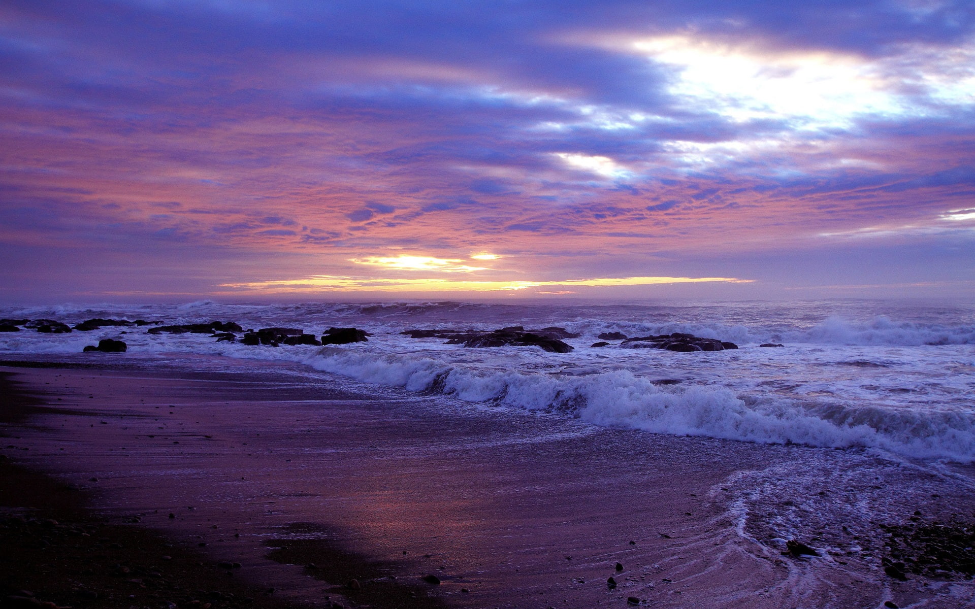 Waves, Sunset, Coast, Sea, 1080P, Rocks, Beach, HD Wallpaper