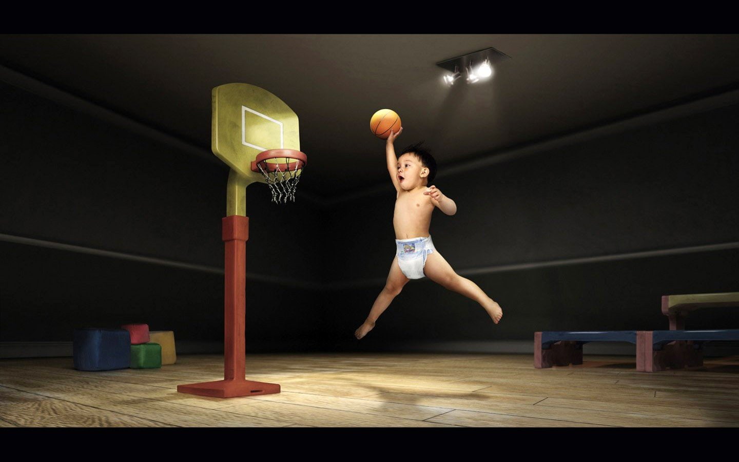 funny, kide, slam, baby, dunk, 720P, HD Wallpaper