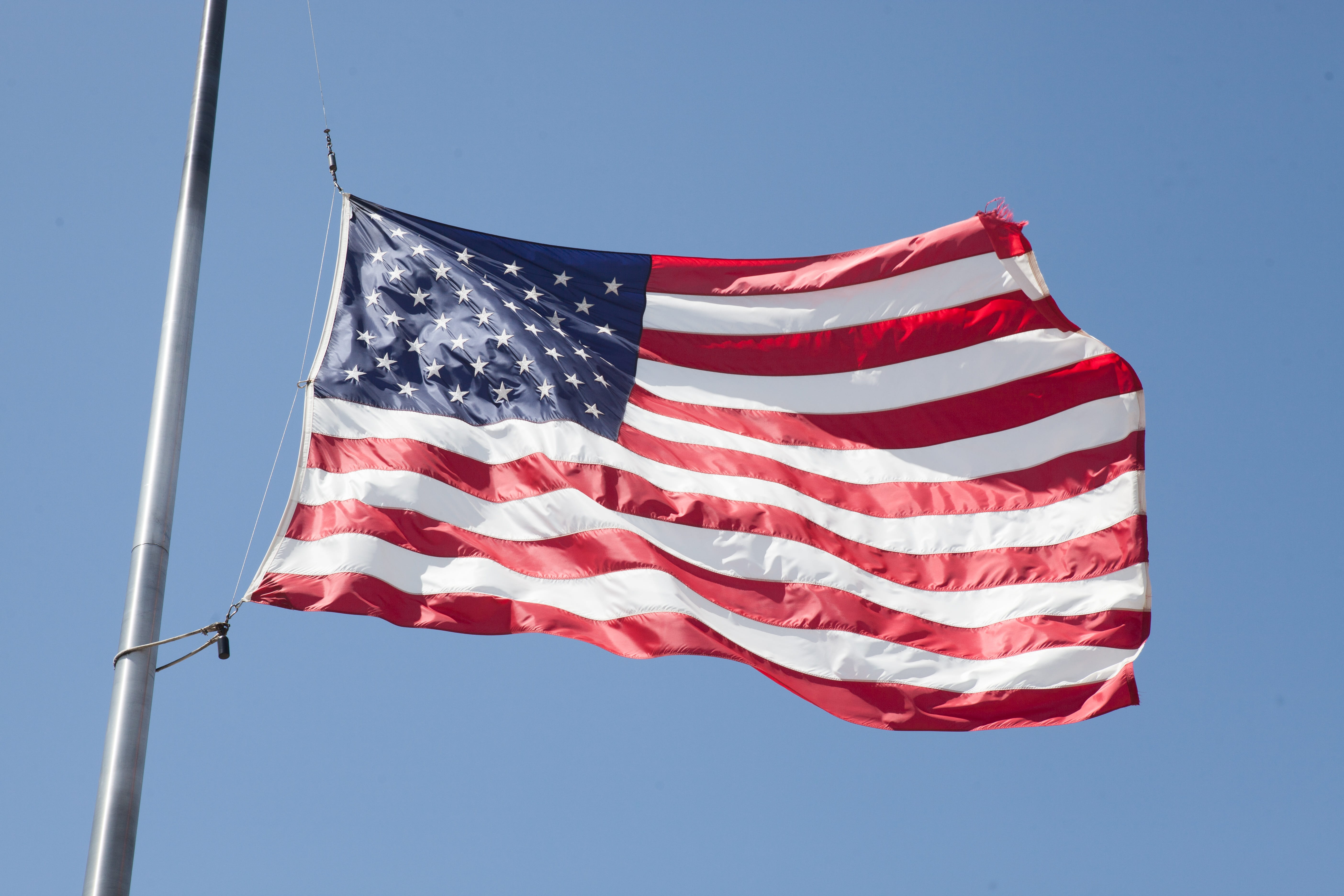 patriotism, wind, united states, waving, emotion, Flagpole, flag, national icon, Flag, low angle view, sky, striped, freedom, no People, blue, star Shape, HD Wallpaper