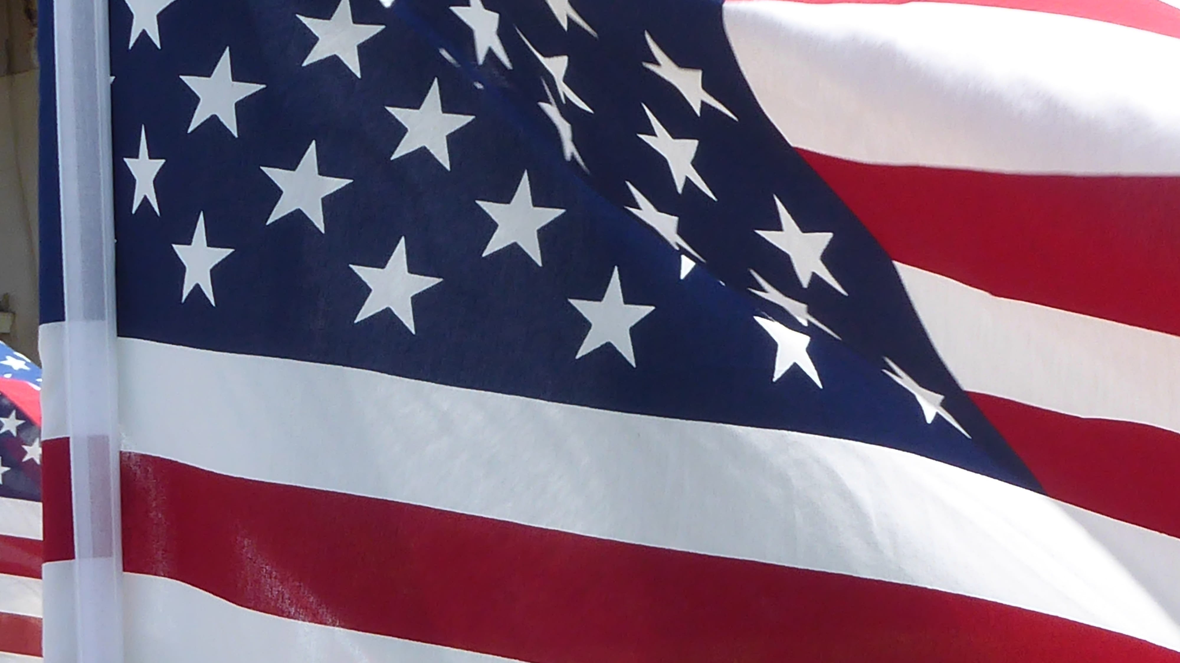 4K, stripes, american Culture, cloth, patriot, symbol, flag, national, Flying, stars, independence, waving, american, blue, backgrounds, white, united, HD Wallpaper