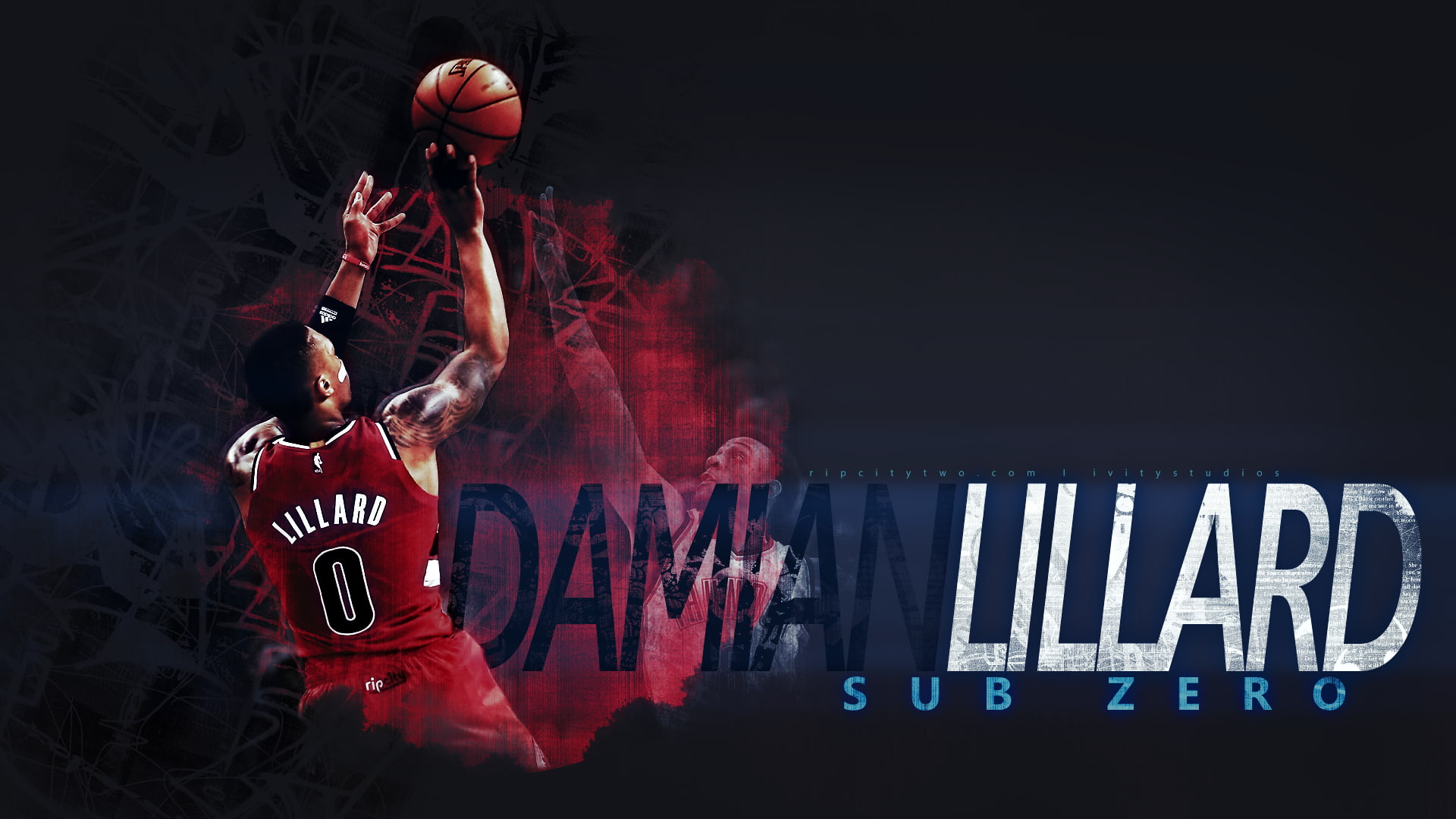 basketball - sport, nba, sport, Damian Lillard, illuminated, digital composite, lifestyles, text, clothing, dark, men, red, adult, Basketball, black background, HD Wallpaper