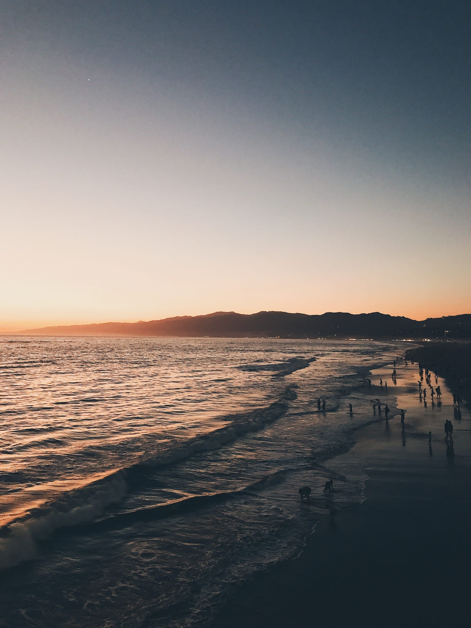 nature, united states, land, no people, beauty in nature, idyllic, orange color, travel, 1080P, california, outdoors, santa monica, sunset, clear sky, Phone HD Wallpaper