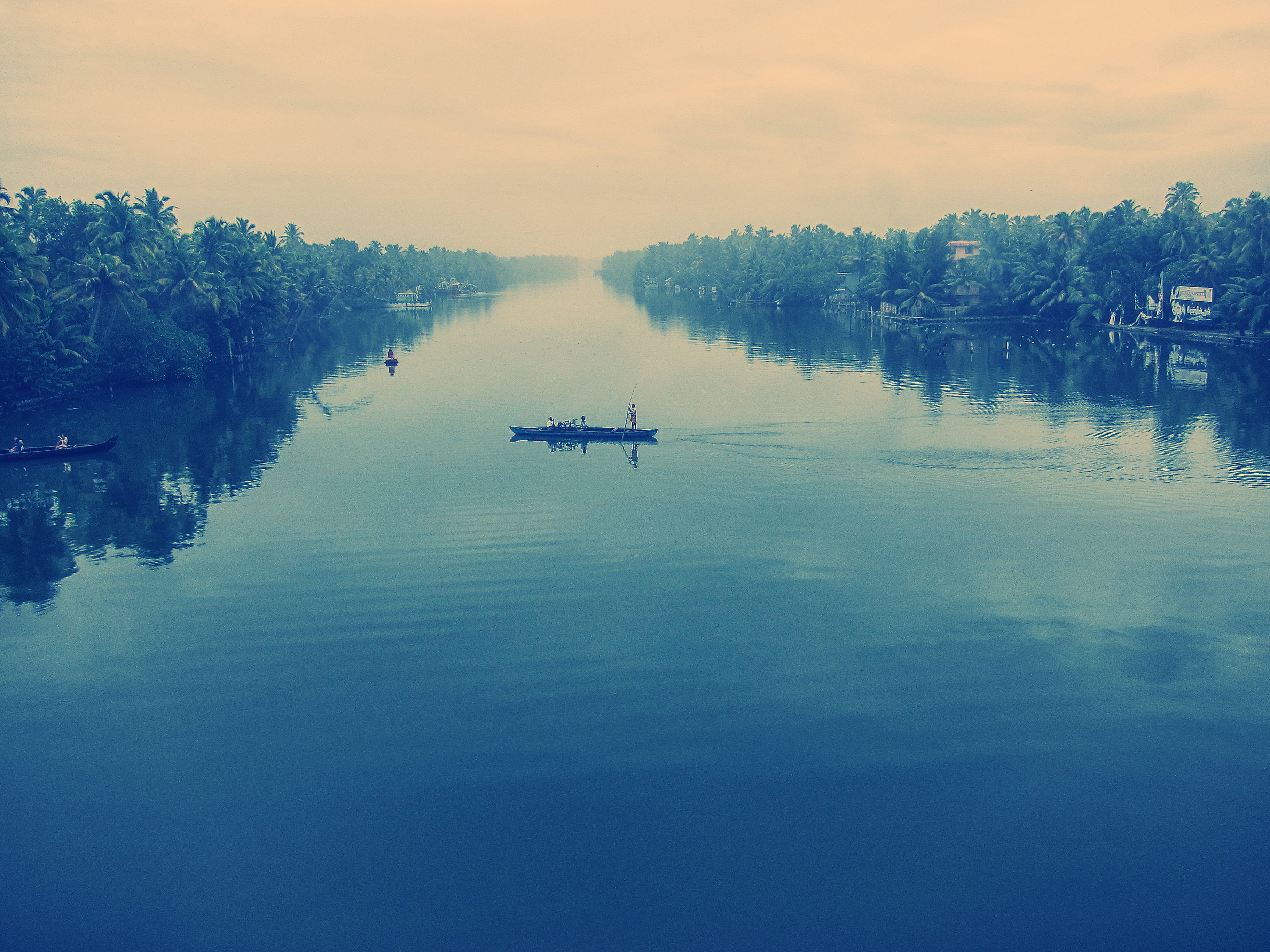 vallikavu, tranquility, waterfront, meditation, 2K, village, boat, future, coconut, spirituality, blue, mode of transportation, fishing, outdoors, democracy, HD Wallpaper
