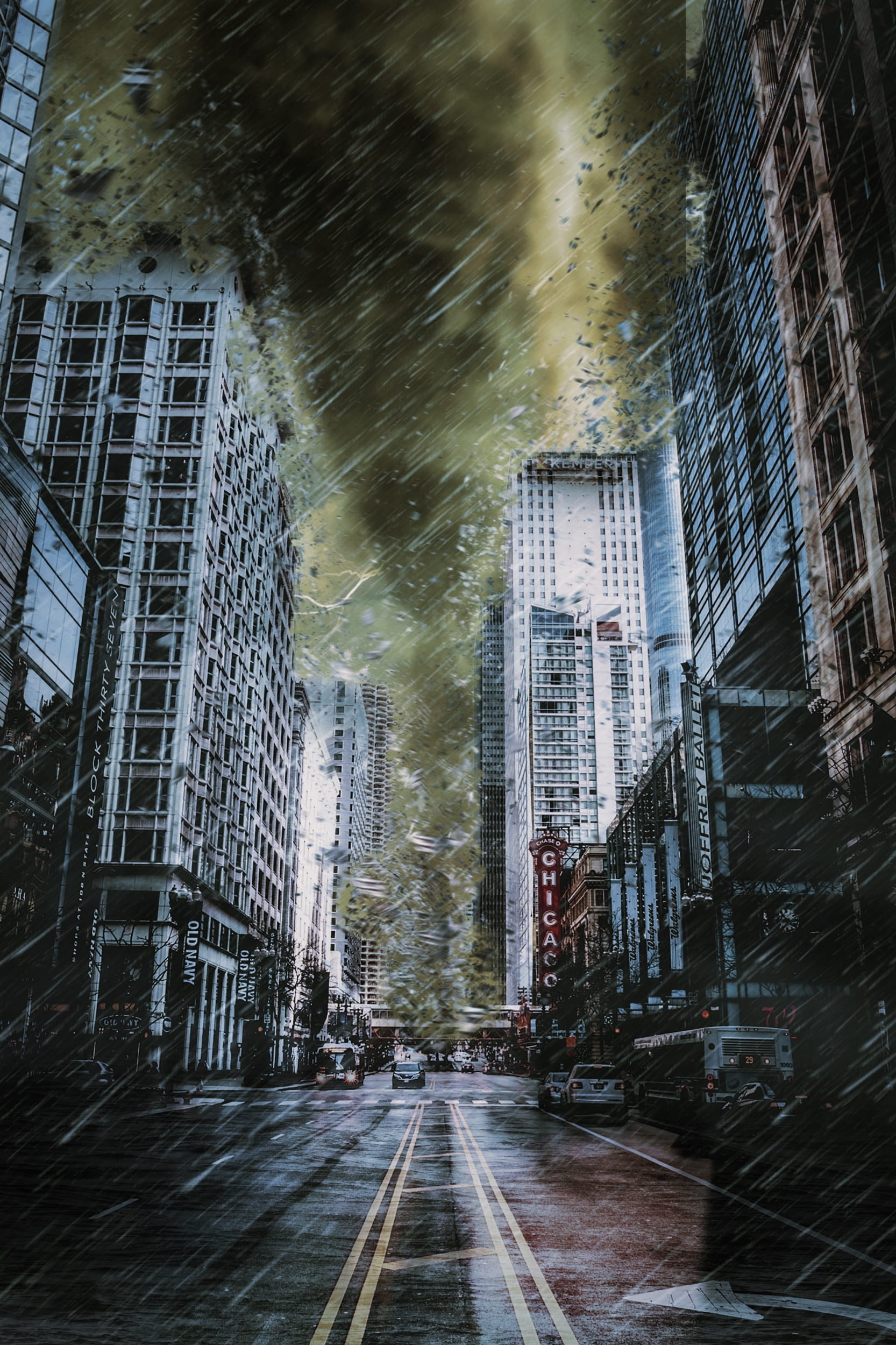 1080P, city, rainy season, building, sky, thunderstorm, downtown, district, urban, transportation, america, rain, scenic, skyscraper, skyline, outdoors, Phone HD Wallpaper