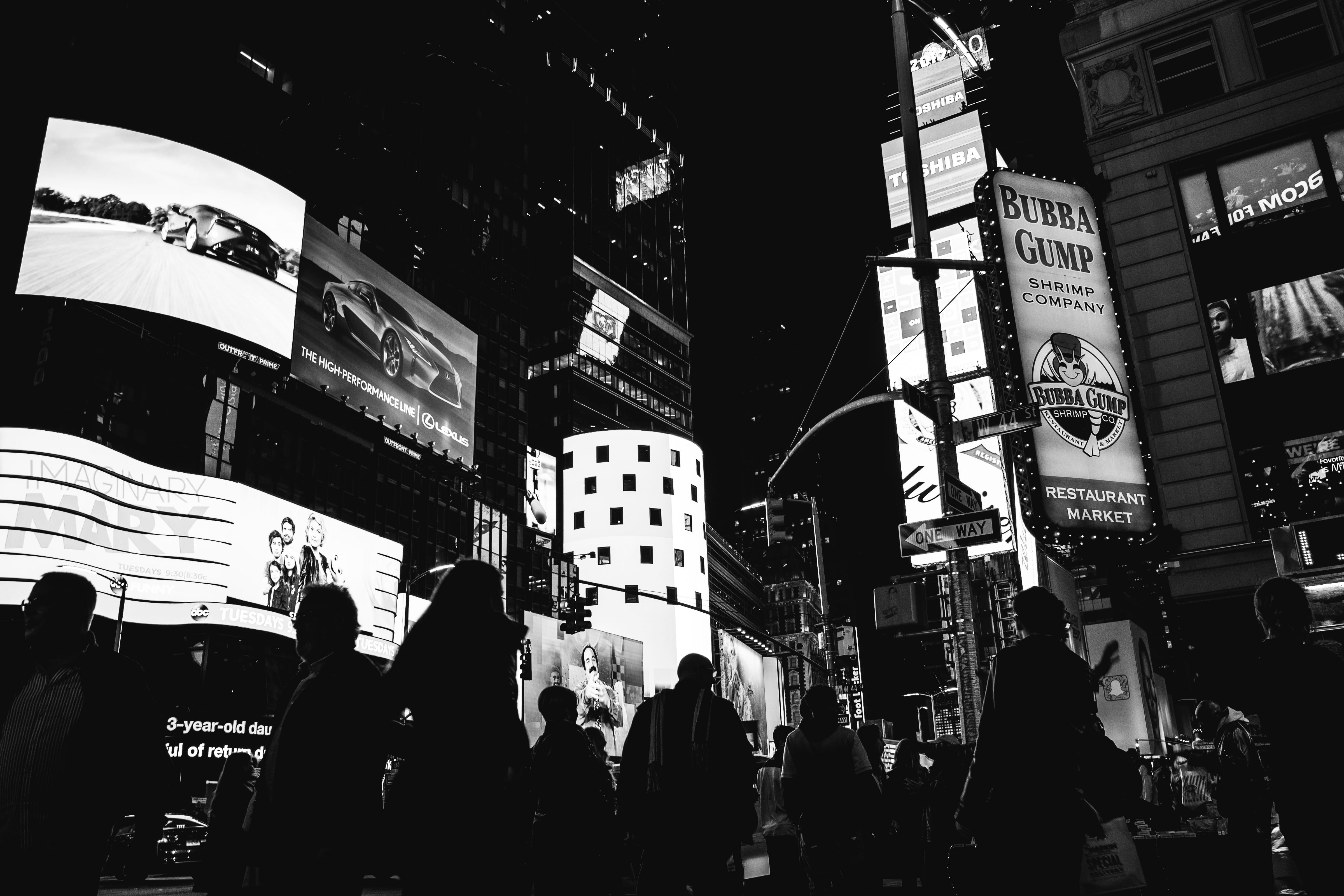 group of people, leisure activity, life, city, dreams, theater district, new york, people, women, advertisement, skyscraper, lights, sony, city life, men, HD Wallpaper