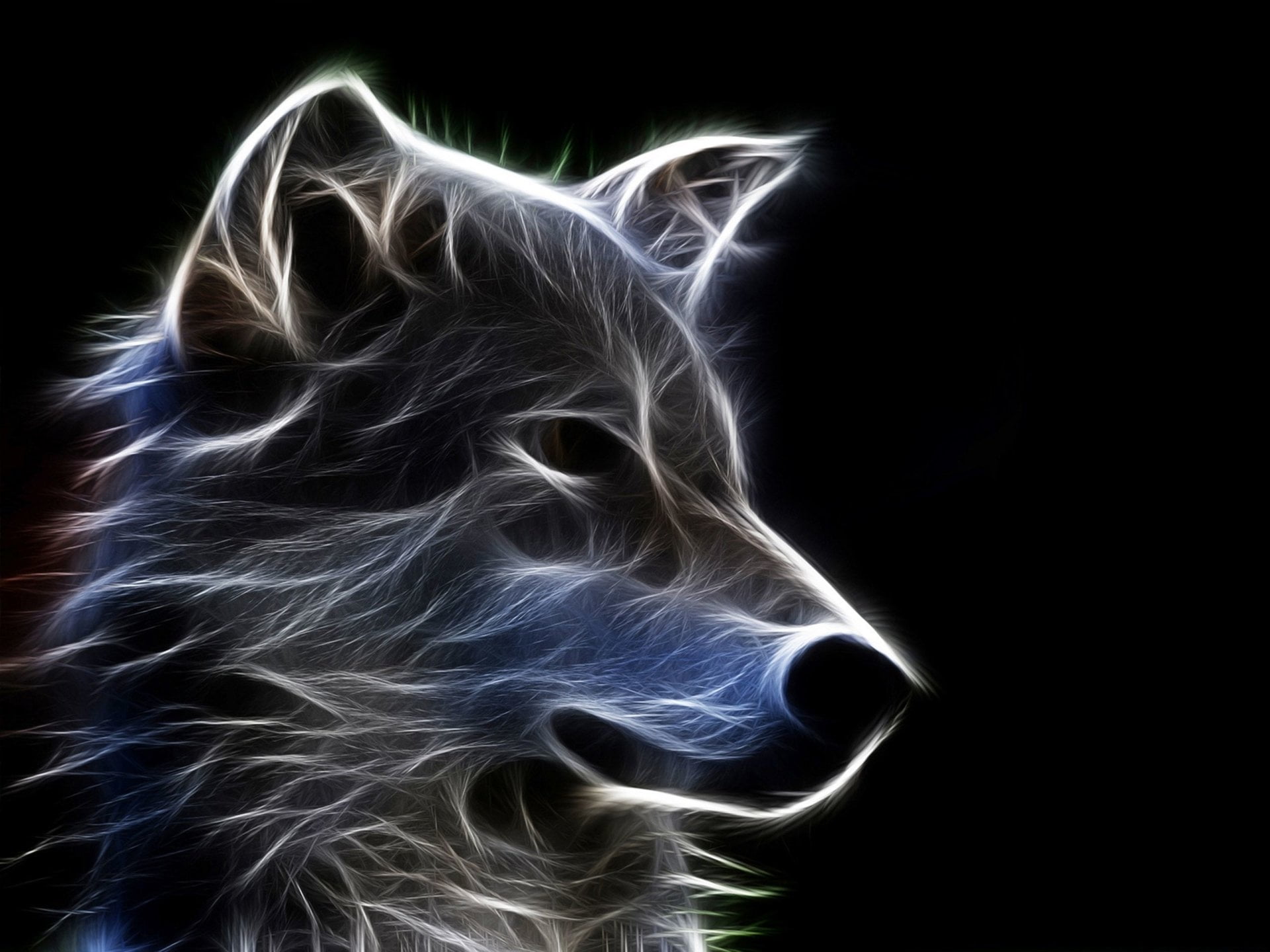 side view, adult, human body part, women, smoke - physical structure, portrait, Wolf, human hair, one person, Animal, abstract, indoors, 1080P, HD Wallpaper