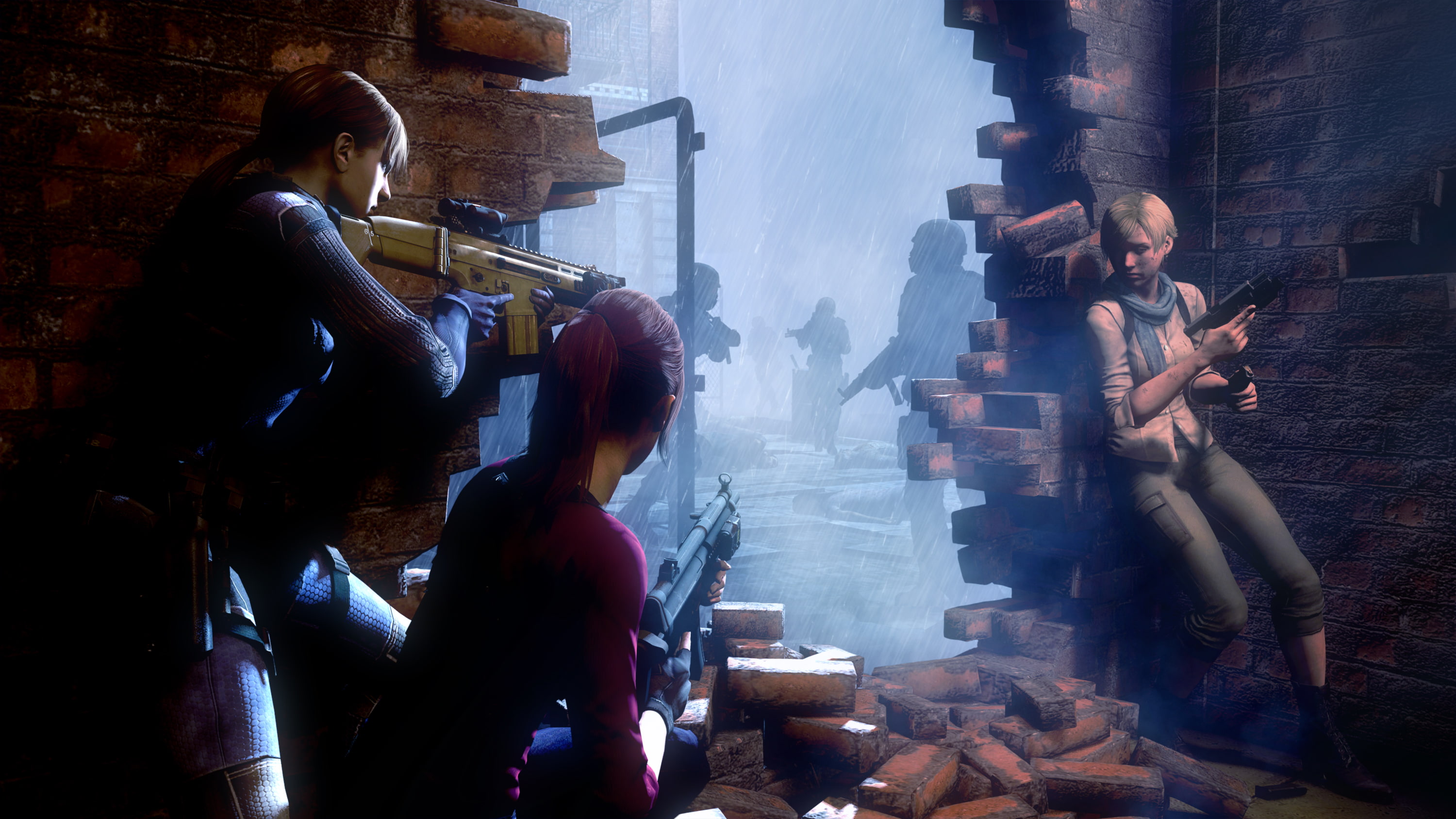 2K, girls, zombies, weapons, resident evil, claire redfield, jill valentine, sherry birkin, HD Wallpaper